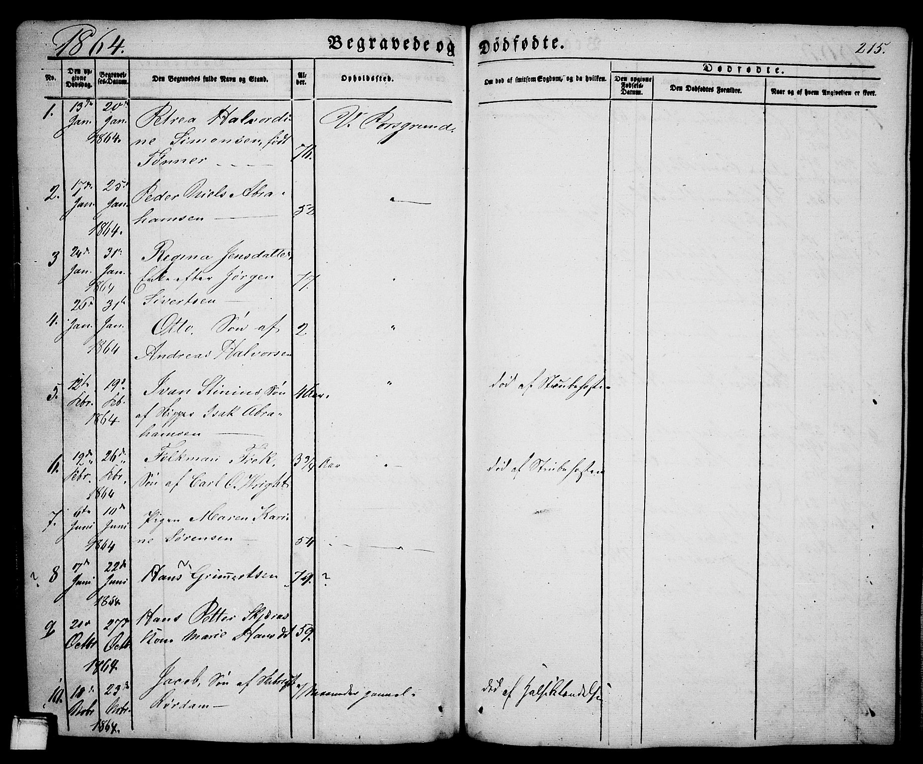 Porsgrunn kirkebøker , SAKO/A-104/G/Ga/L0002: Parish register (copy) no. I 2, 1847-1877, p. 215