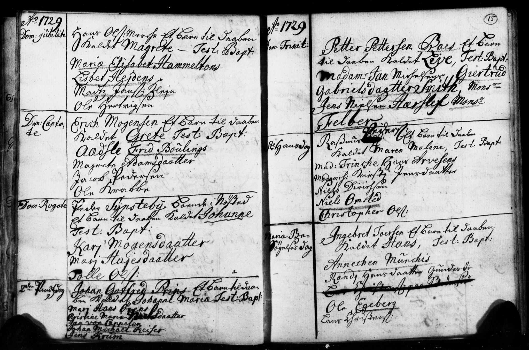 Strømsø kirkebøker, AV/SAKO-A-246/F/Fb/L0001: Parish register (official) no. II 1, 1725-1737, p. 15