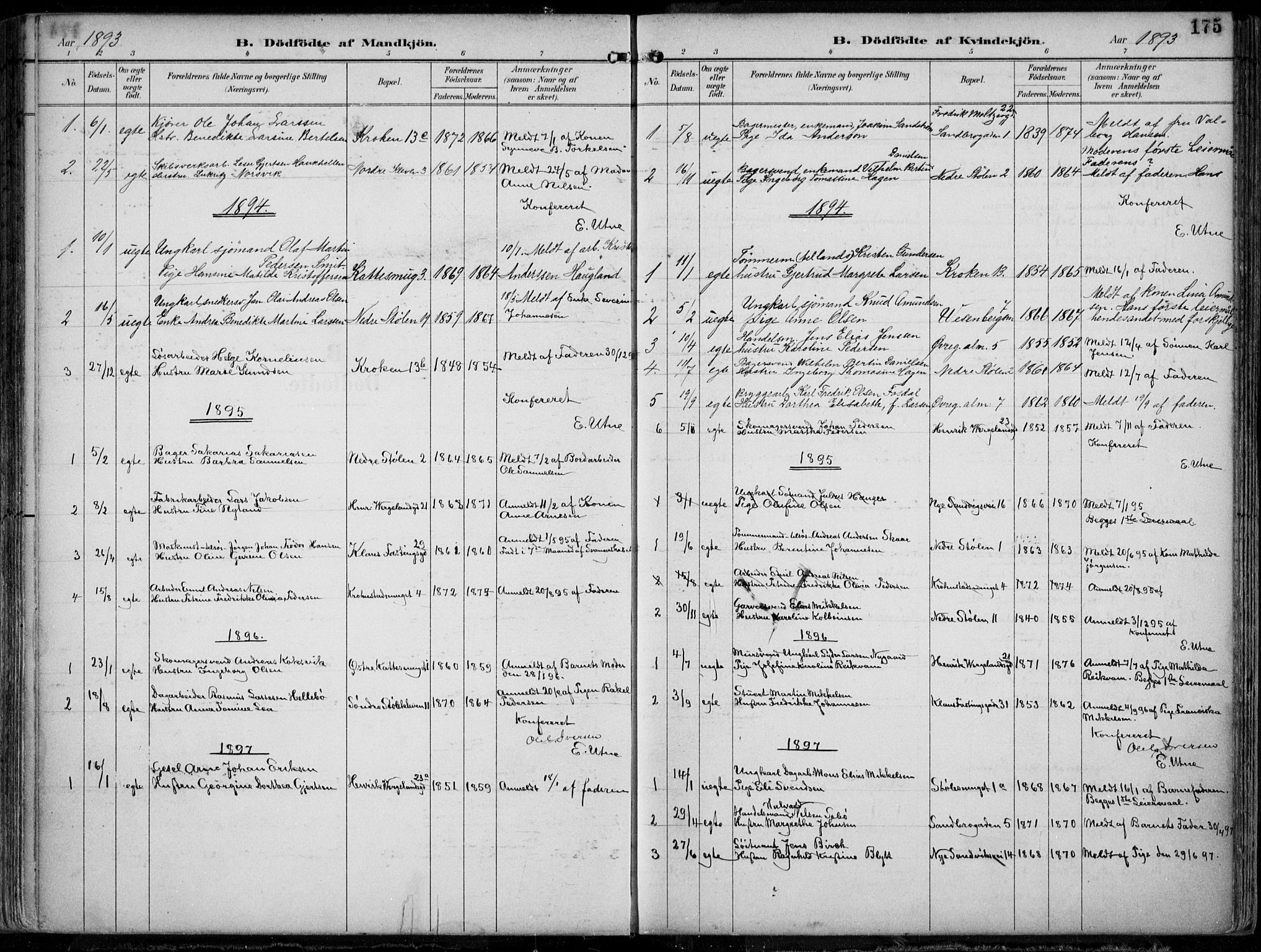 Mariakirken Sokneprestembete, SAB/A-76901/H/Hab/L0005: Parish register (copy) no. A 5, 1893-1913, p. 175