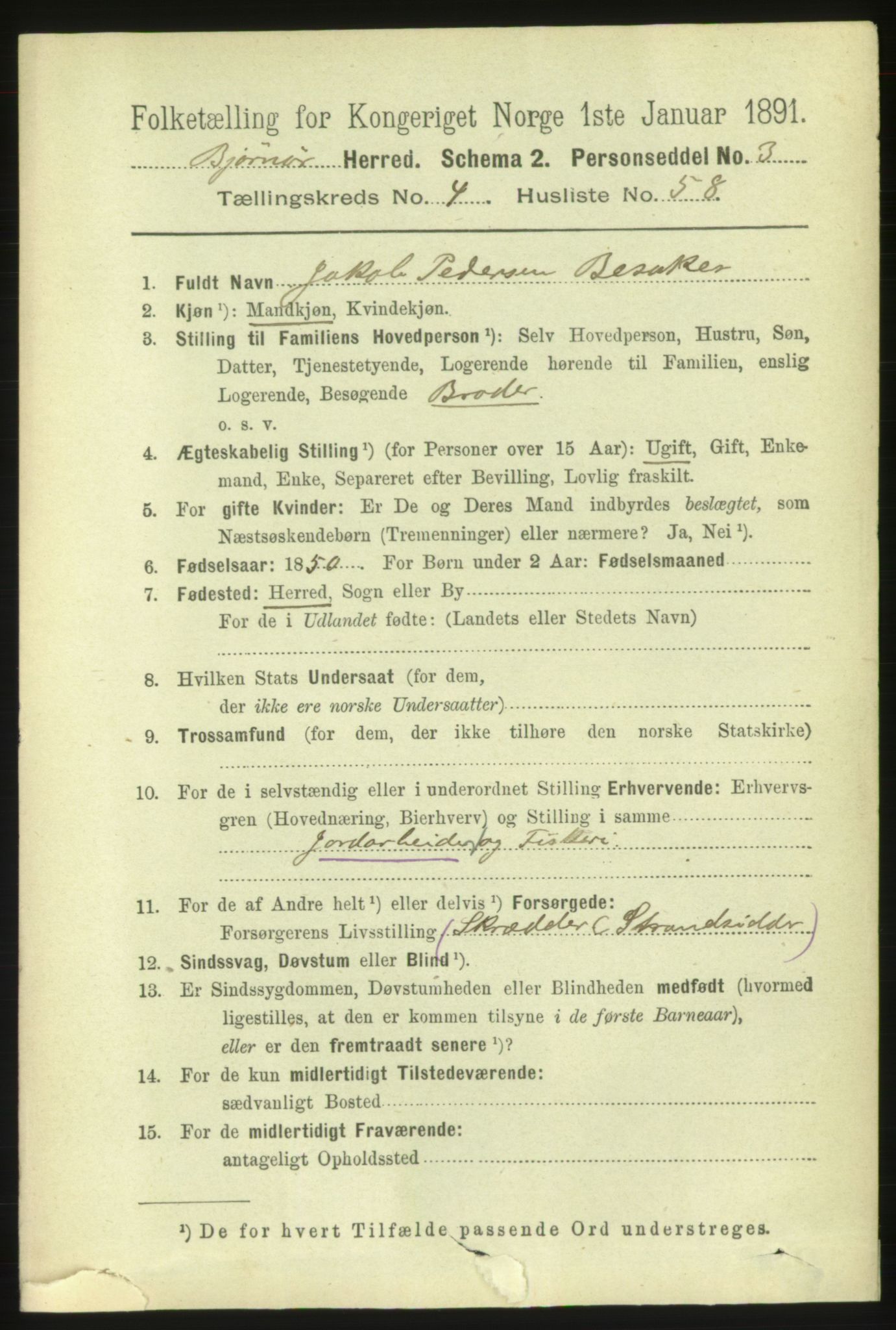 RA, 1891 census for 1632 Bjørnør, 1891, p. 2221