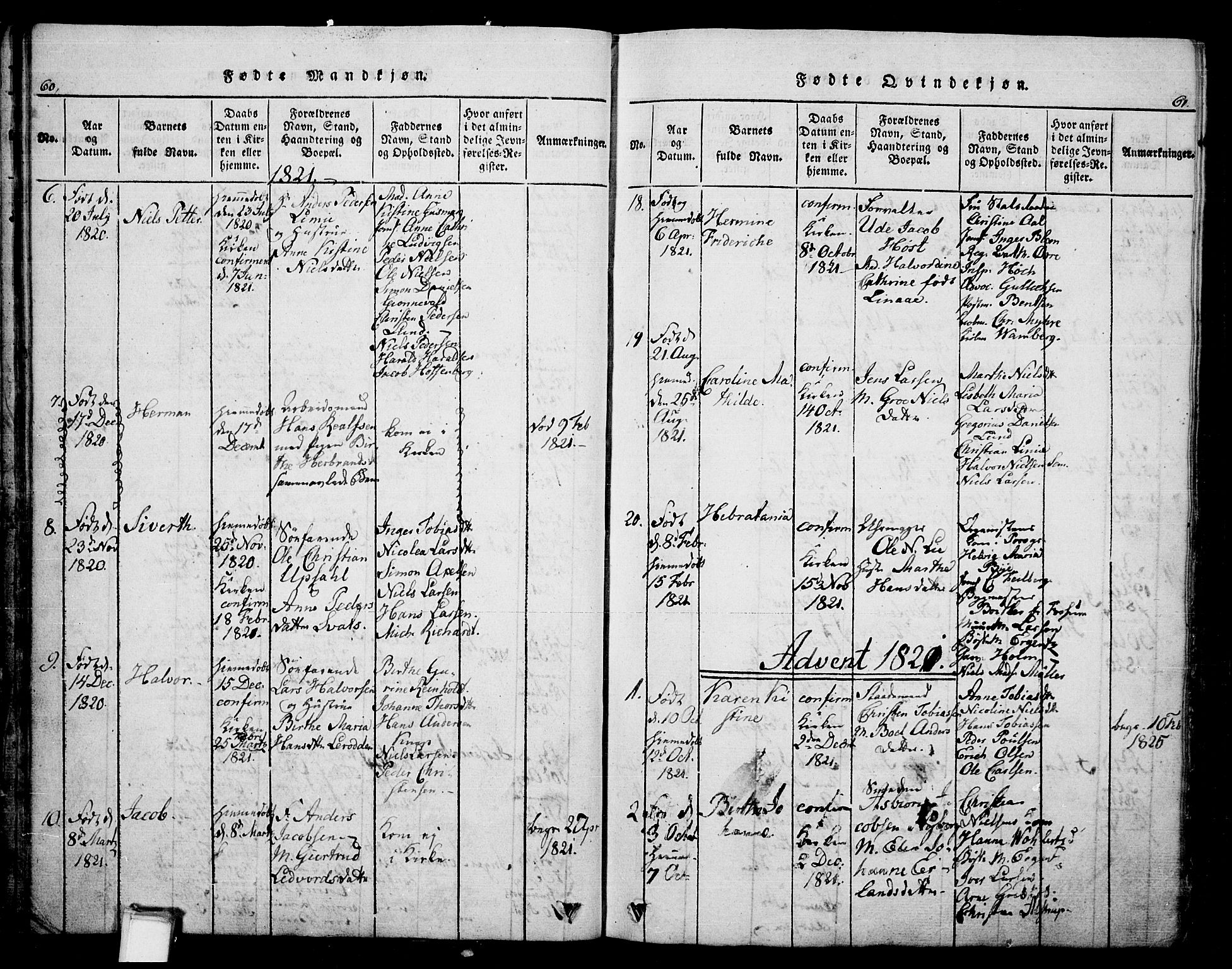 Skien kirkebøker, SAKO/A-302/G/Ga/L0002: Parish register (copy) no. 2, 1814-1842, p. 60-61
