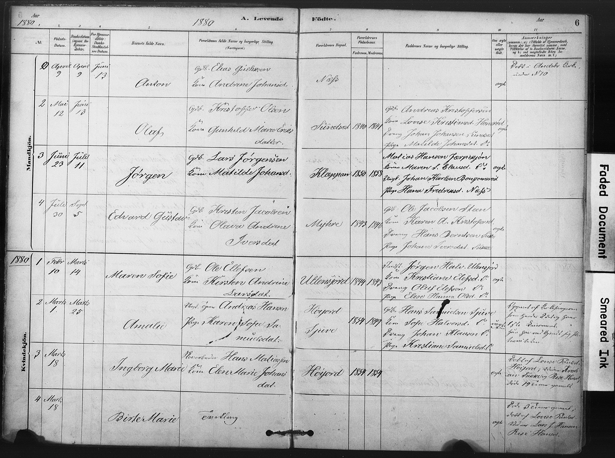 Andebu kirkebøker, AV/SAKO-A-336/F/Fa/L0009: Parish register (official) no. 9, 1878-1909, p. 6