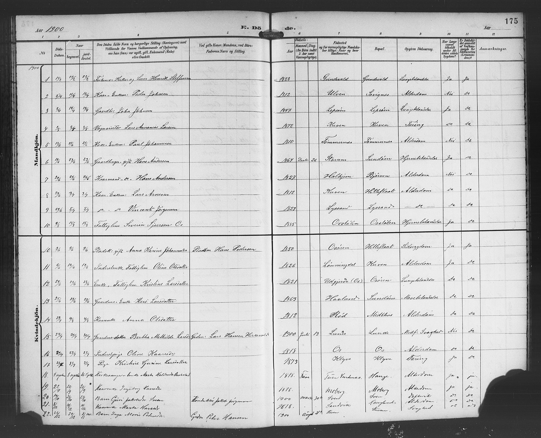 Os sokneprestembete, SAB/A-99929: Parish register (copy) no. A 3, 1897-1913, p. 175