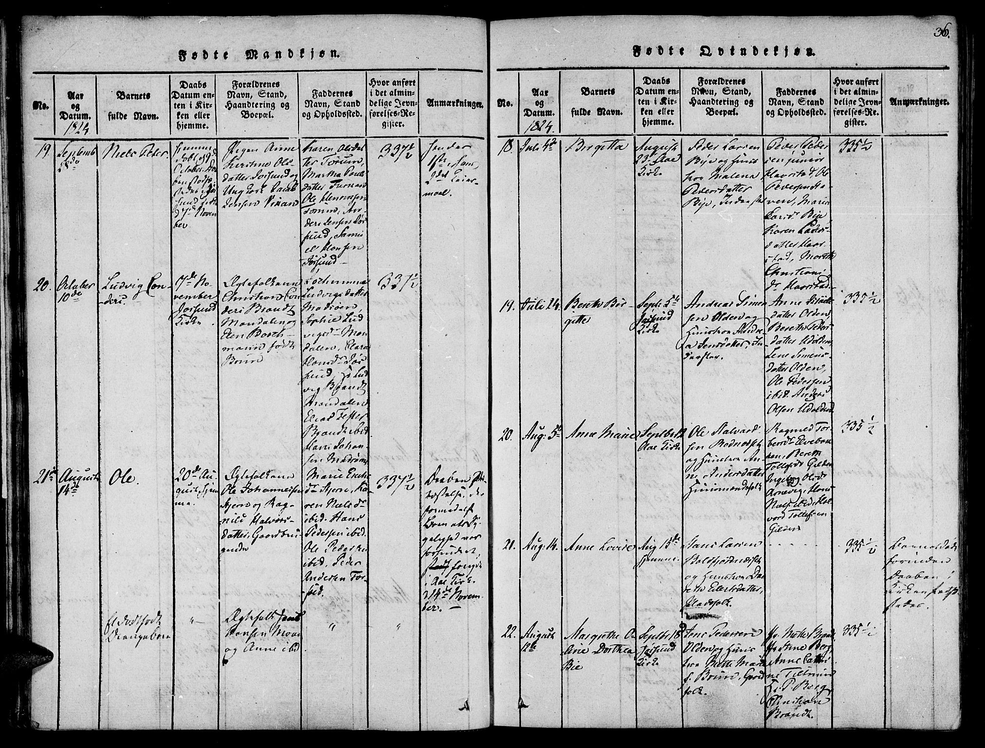 Ministerialprotokoller, klokkerbøker og fødselsregistre - Sør-Trøndelag, AV/SAT-A-1456/655/L0675: Parish register (official) no. 655A04, 1818-1830, p. 36