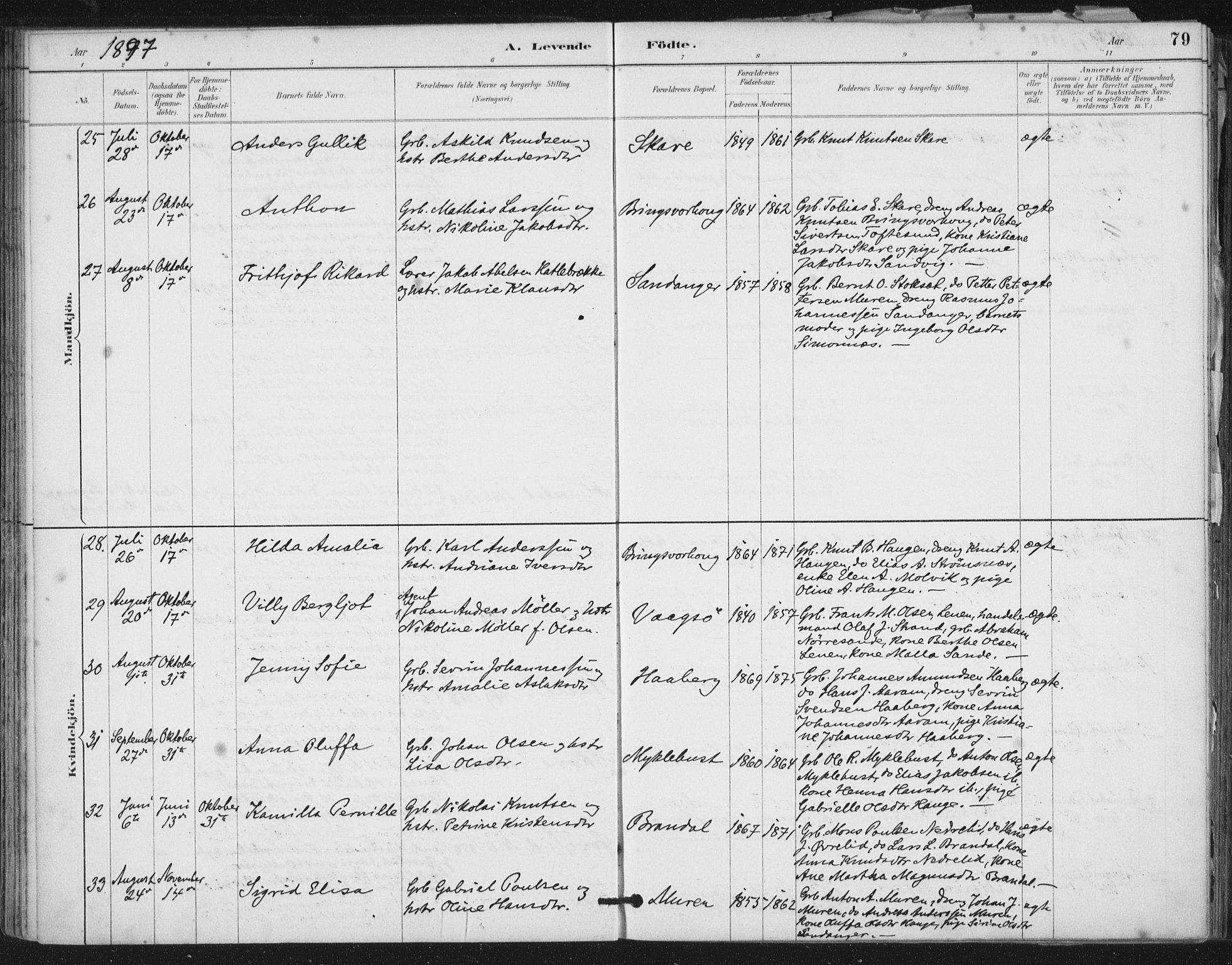 Ministerialprotokoller, klokkerbøker og fødselsregistre - Møre og Romsdal, AV/SAT-A-1454/503/L0037: Parish register (official) no. 503A05, 1884-1900, p. 79