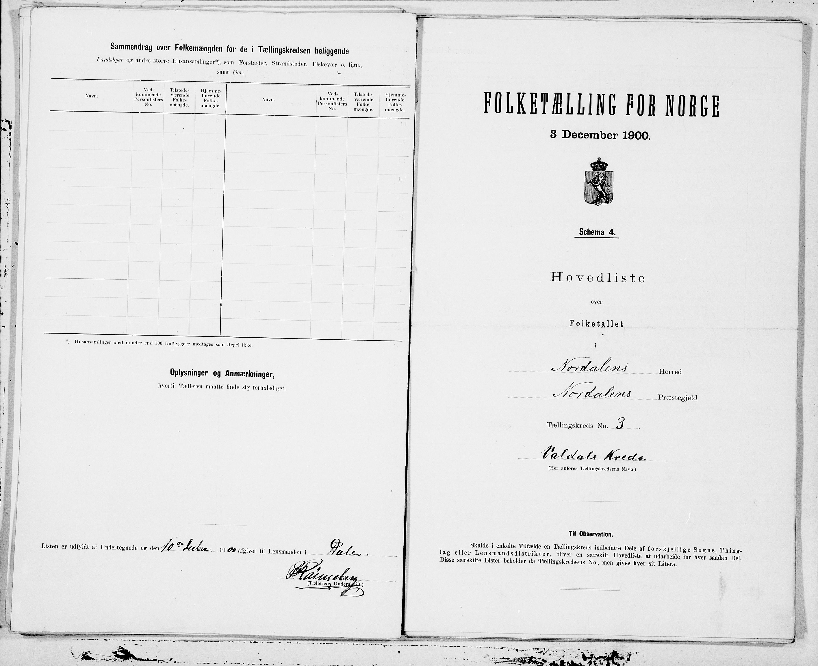 SAT, 1900 census for Norddal, 1900, p. 6