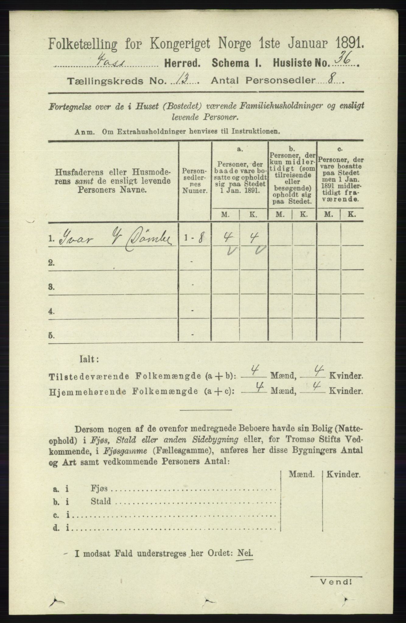 RA, 1891 census for 1235 Voss, 1891, p. 6872