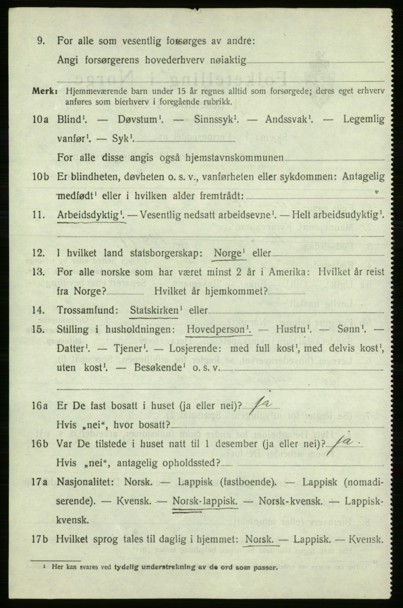 SATØ, 1920 census for Loppa, 1920, p. 1005