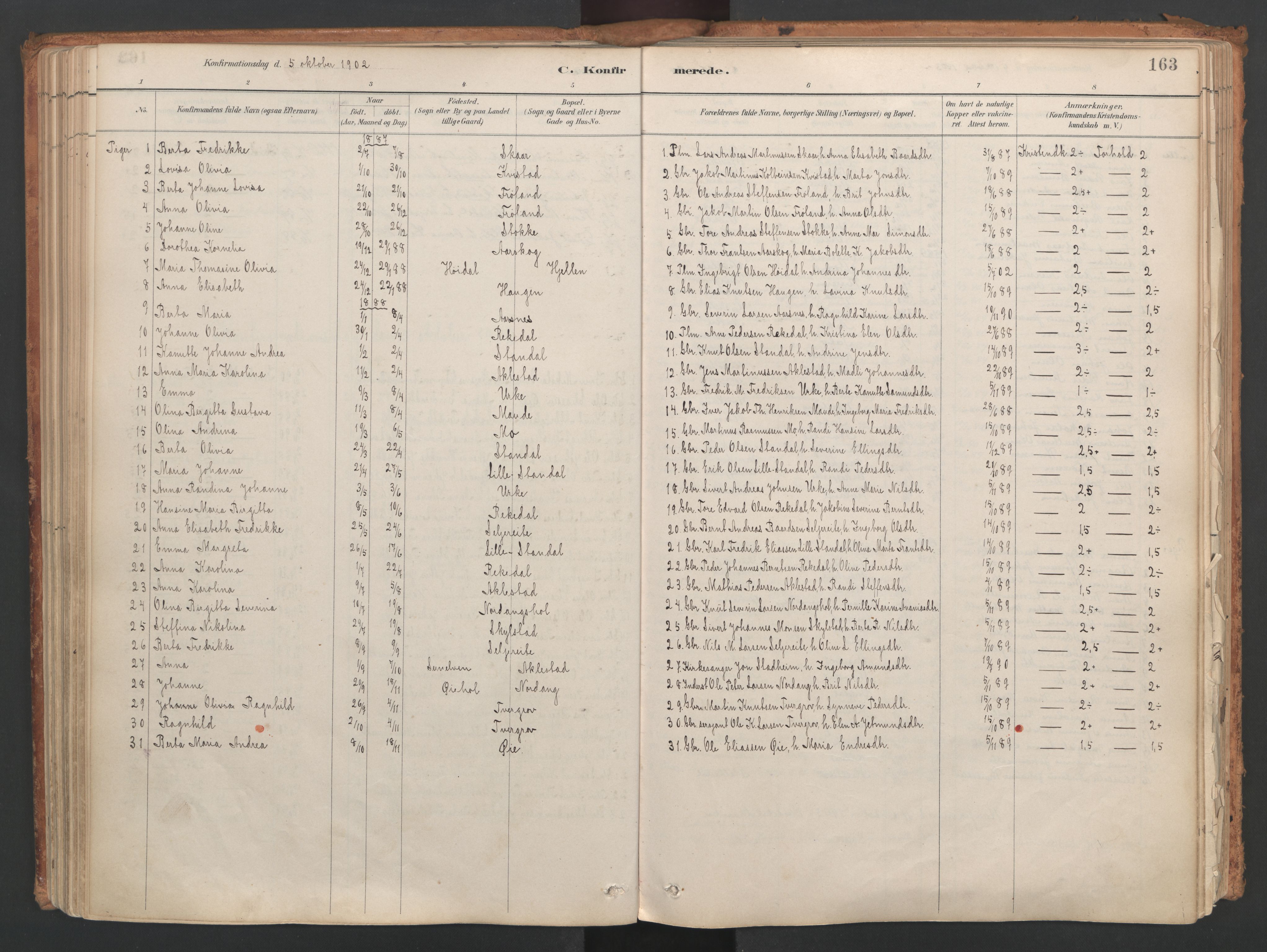 Ministerialprotokoller, klokkerbøker og fødselsregistre - Møre og Romsdal, AV/SAT-A-1454/515/L0211: Parish register (official) no. 515A07, 1886-1910, p. 163