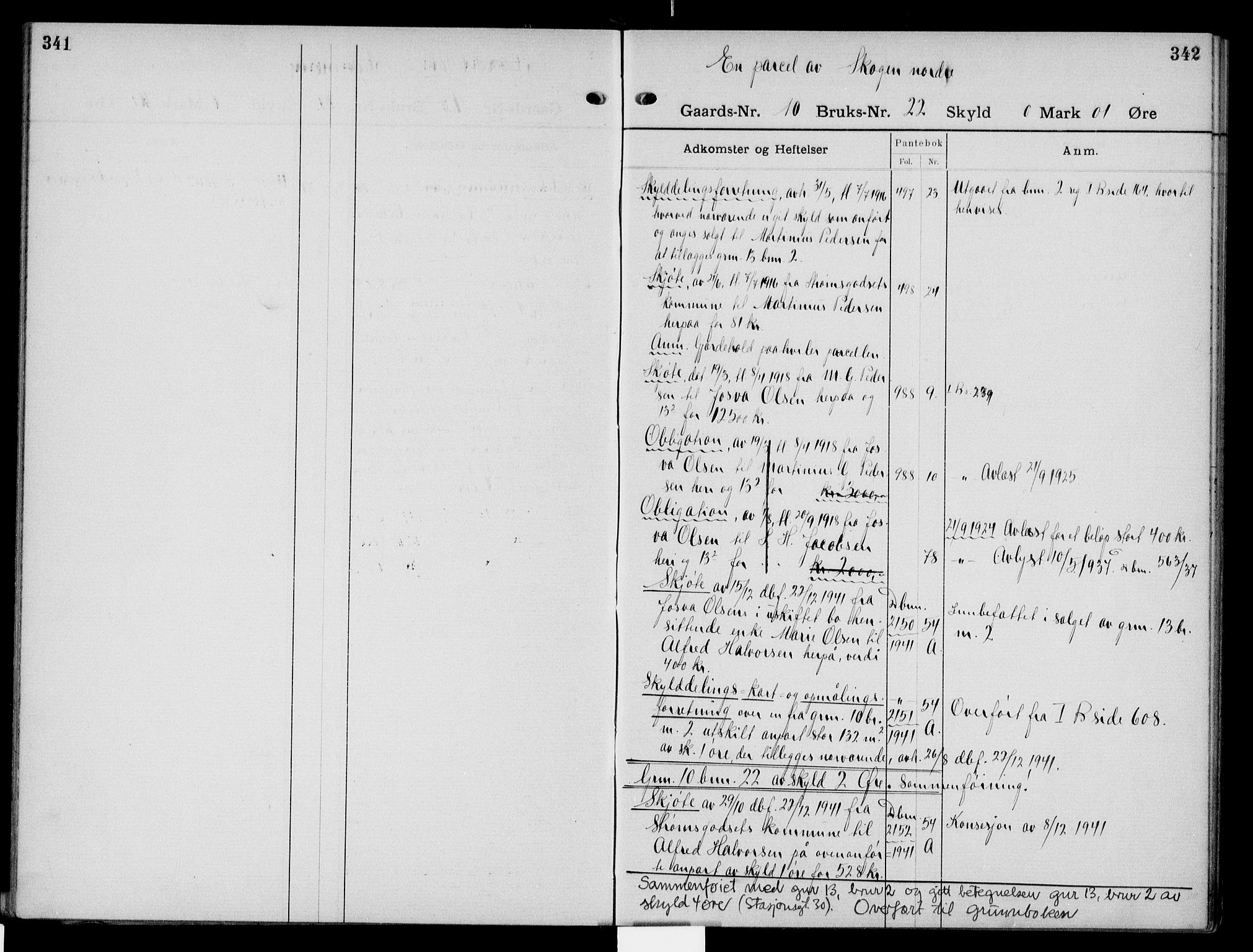 Nordre Jarlsberg sorenskriveri, AV/SAKO-A-80/G/Gb/Gbd/L0004: Mortgage register no. IV 4, p. 341-342