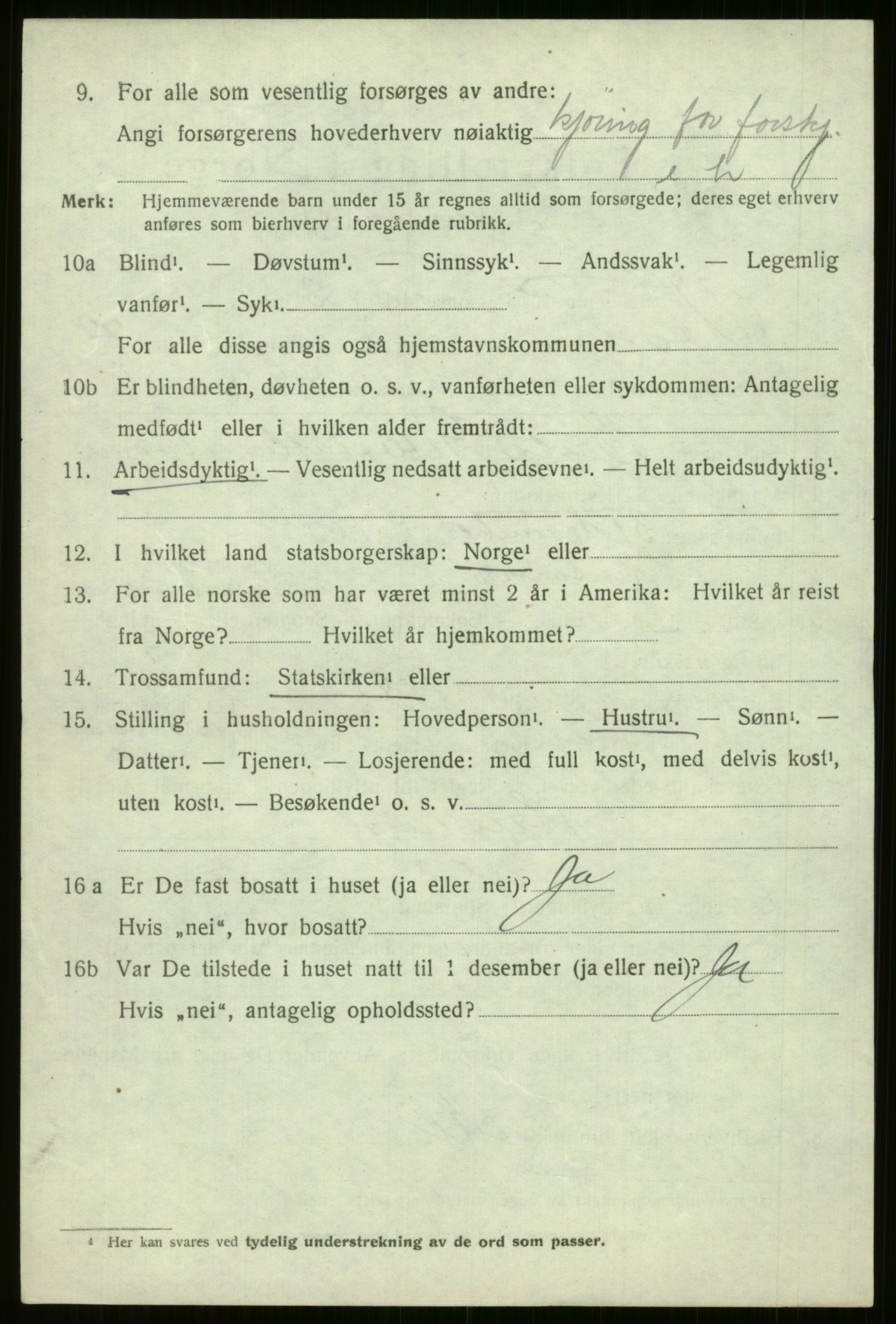 SAB, 1920 census for Voss, 1920, p. 9306