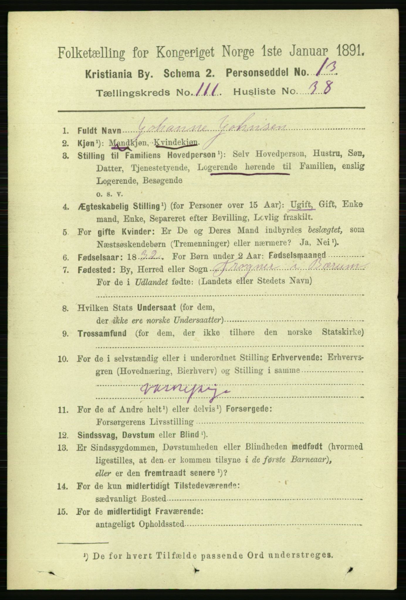 RA, 1891 census for 0301 Kristiania, 1891, p. 58933