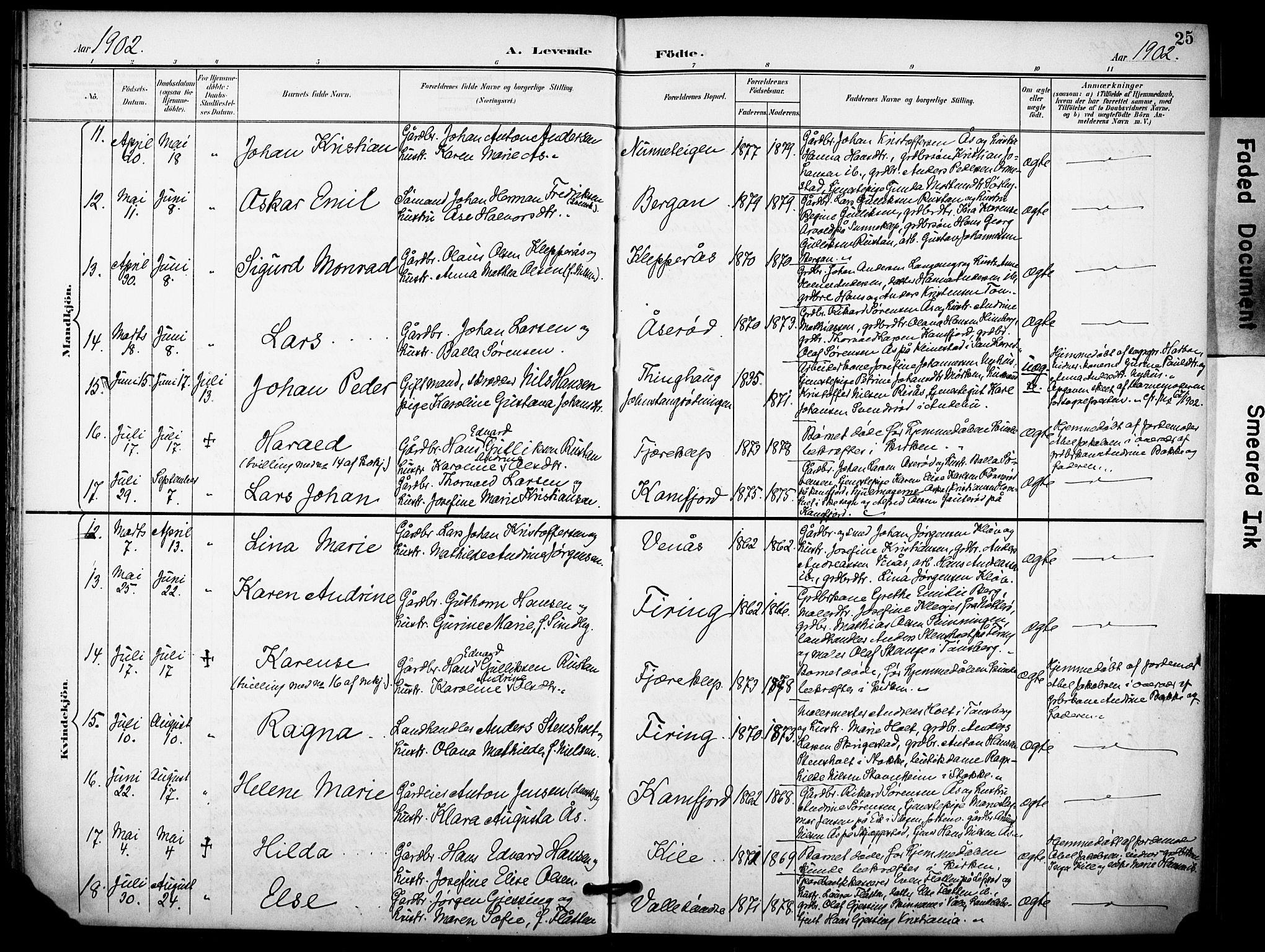 Ramnes kirkebøker, AV/SAKO-A-314/F/Fa/L0008: Parish register (official) no. I 8, 1896-1913, p. 25