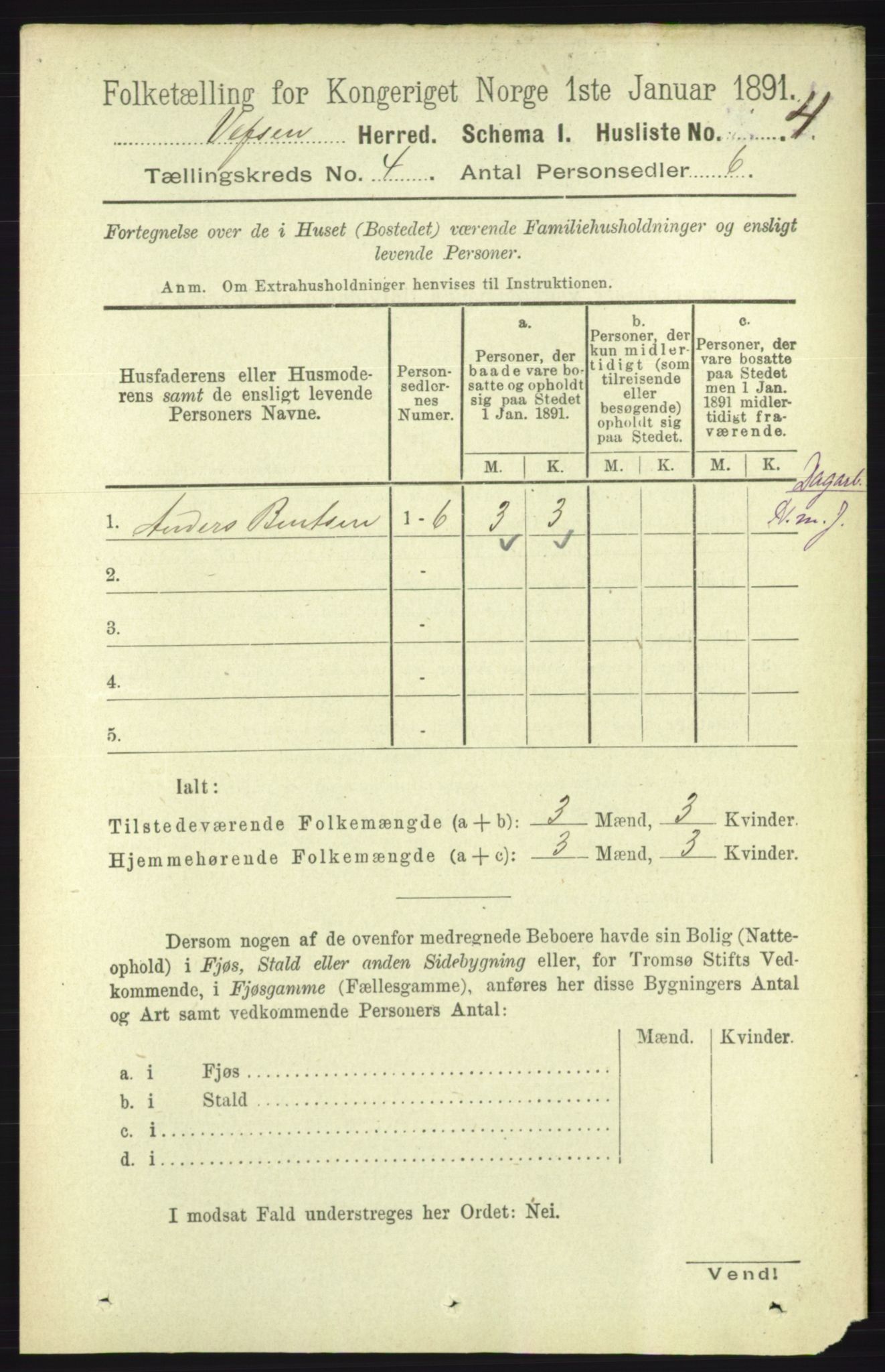 RA, 1891 census for 1824 Vefsn, 1891, p. 1566