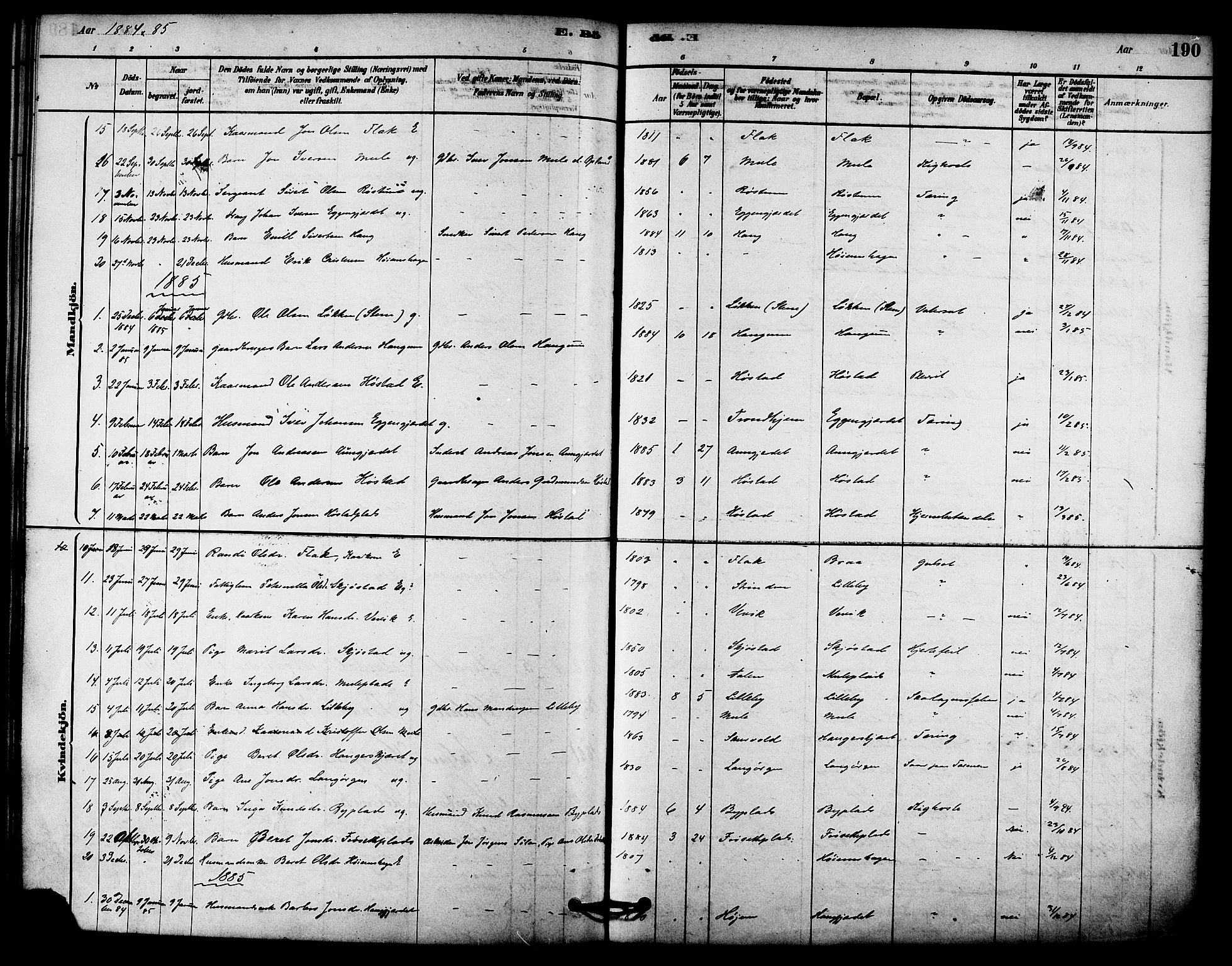 Ministerialprotokoller, klokkerbøker og fødselsregistre - Sør-Trøndelag, SAT/A-1456/612/L0378: Parish register (official) no. 612A10, 1878-1897, p. 190