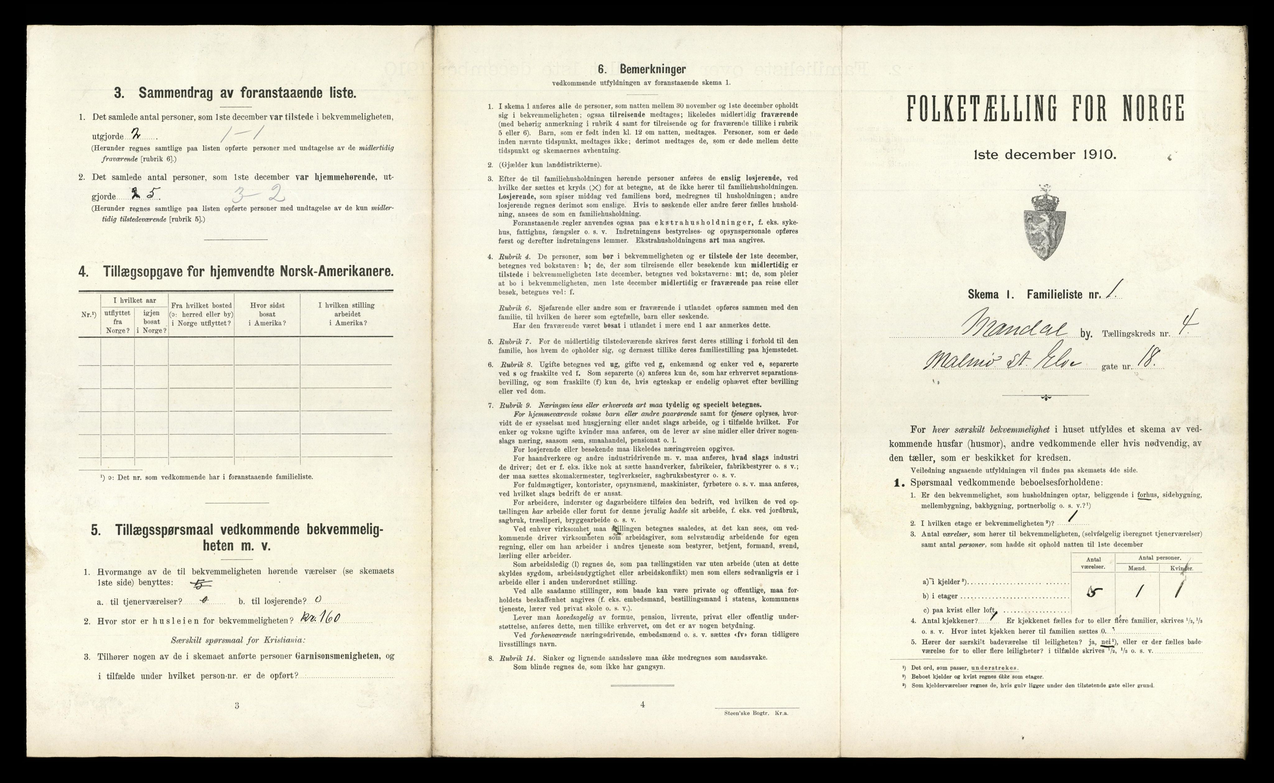 RA, 1910 census for Mandal, 1910, p. 3008