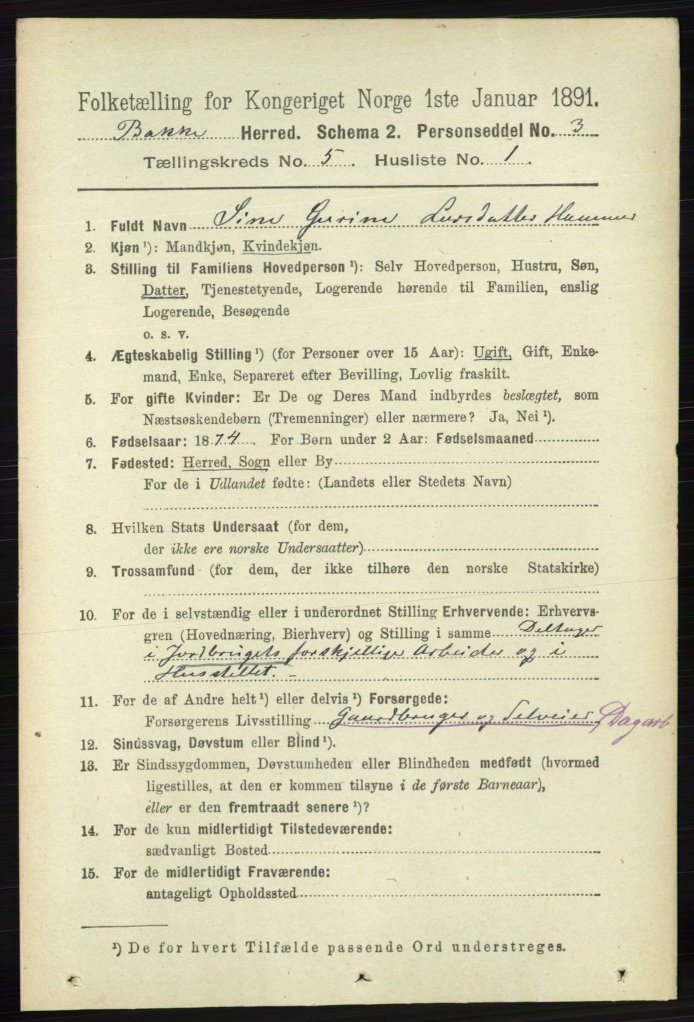 RA, 1891 census for 1045 Bakke, 1891, p. 1081