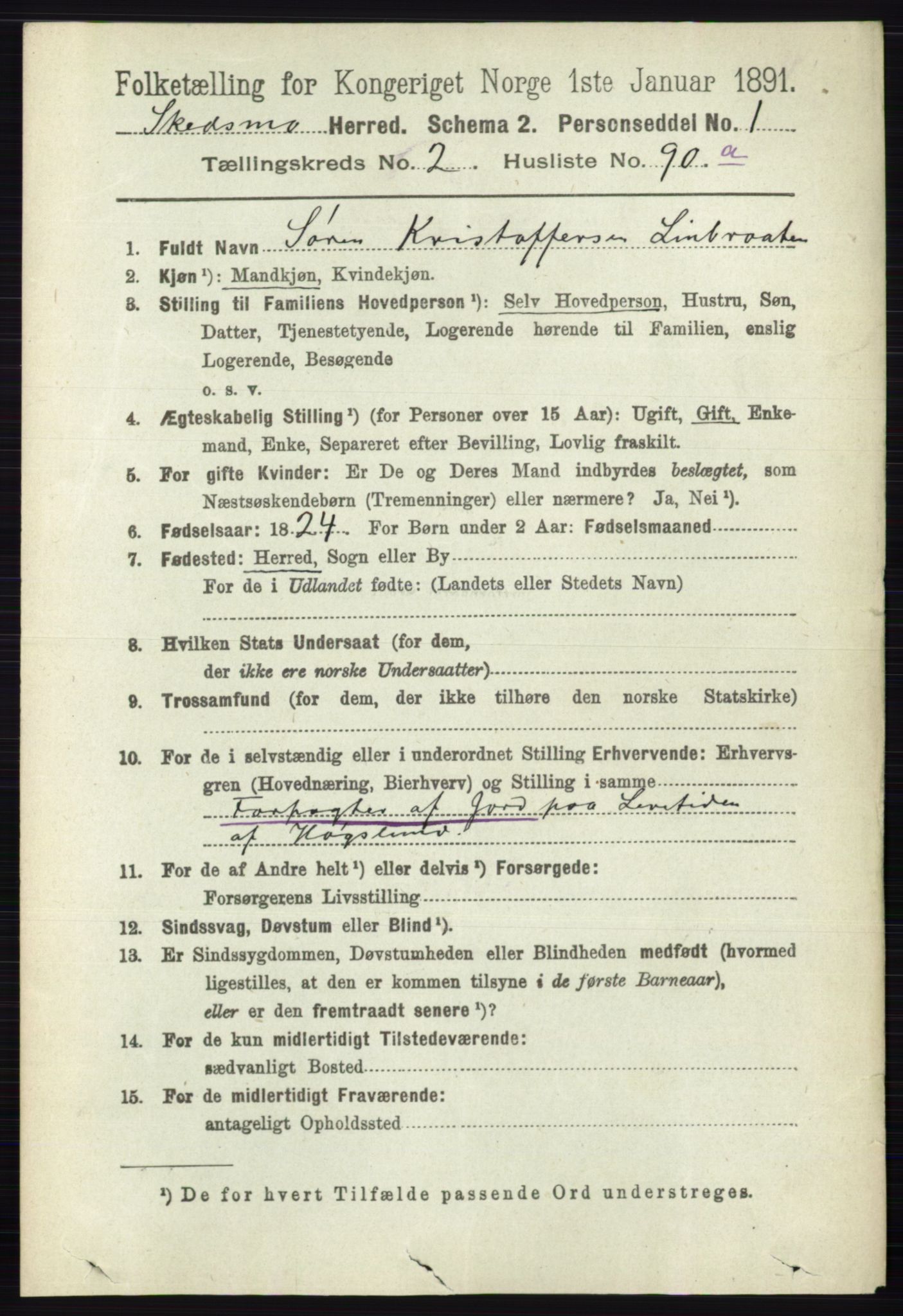 RA, 1891 census for 0231 Skedsmo, 1891, p. 1212