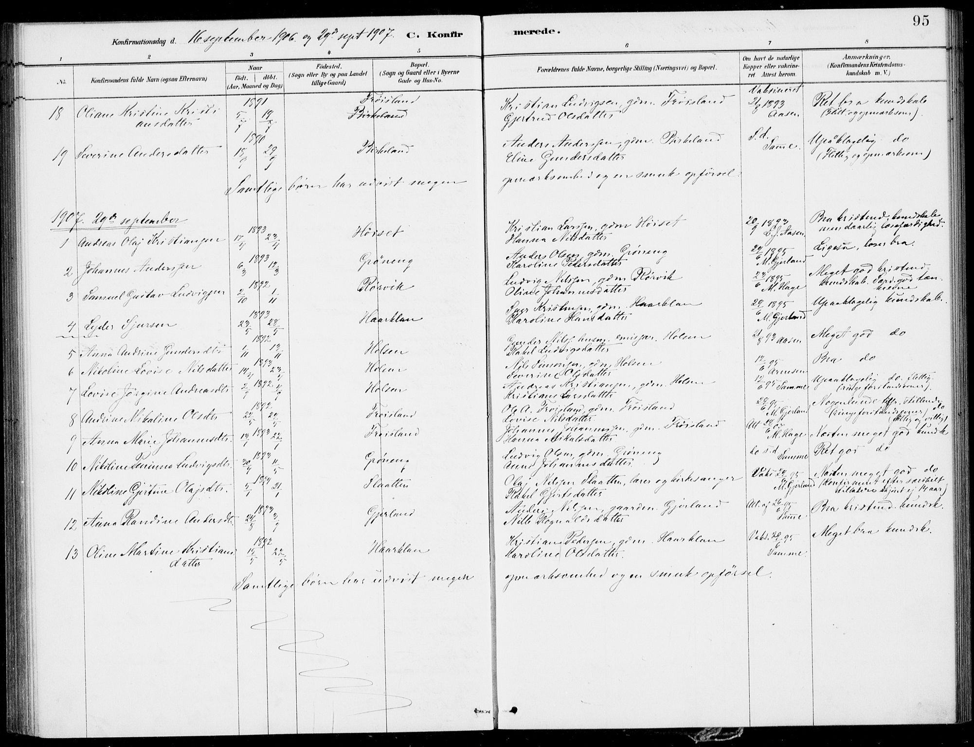 Førde sokneprestembete, SAB/A-79901/H/Haa/Haac/L0001: Parish register (official) no. C  1, 1881-1920, p. 95
