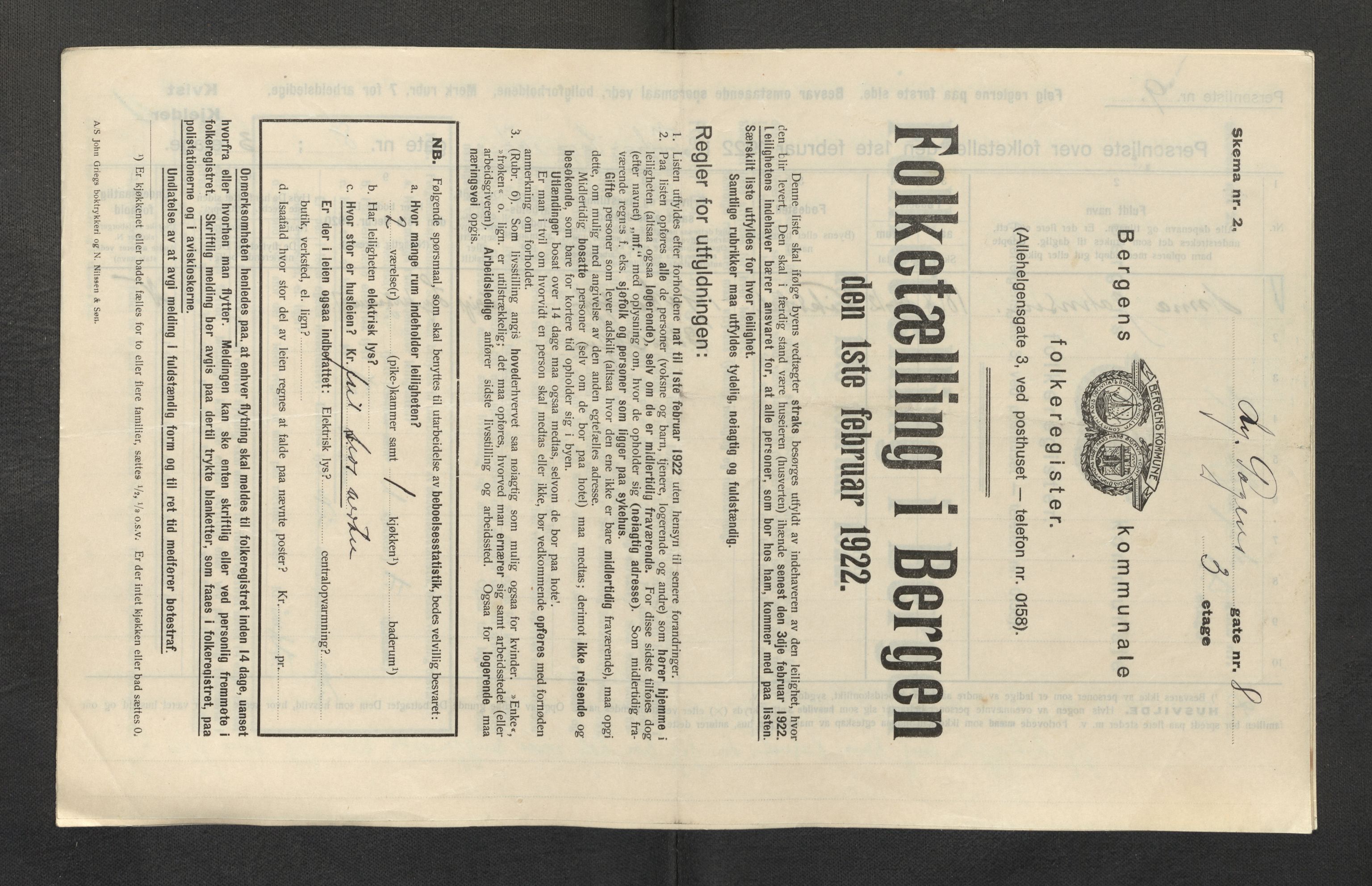 SAB, Municipal Census 1922 for Bergen, 1922, p. 22904