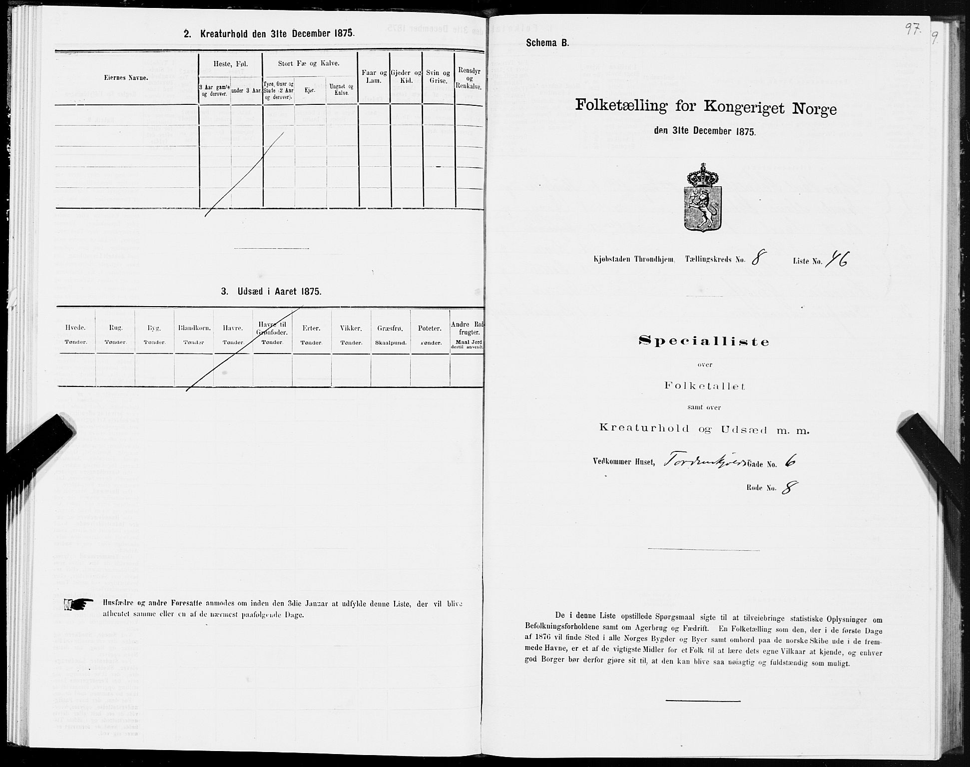 SAT, 1875 census for 1601 Trondheim, 1875, p. 5097