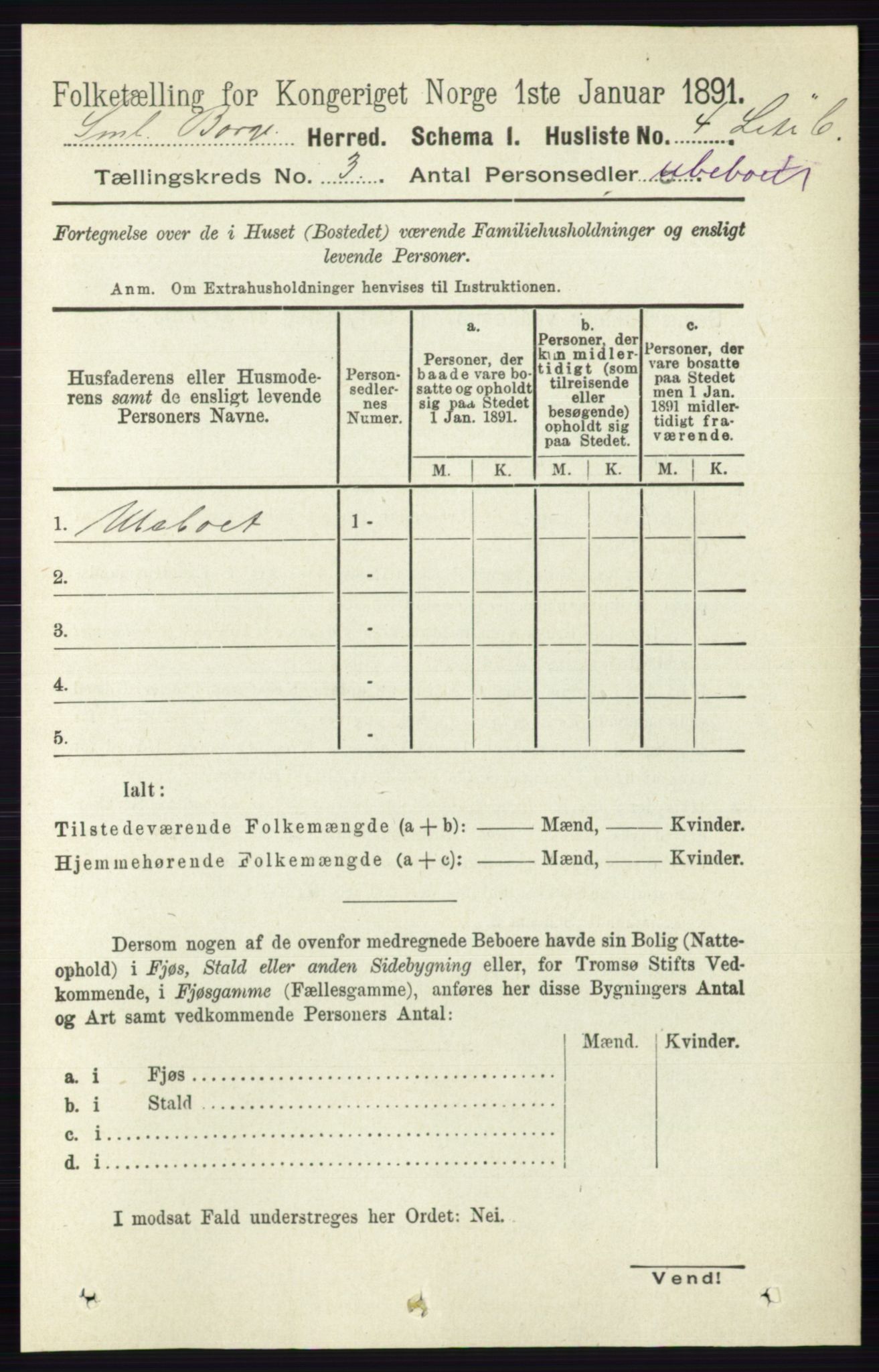 RA, 1891 census for 0113 Borge, 1891, p. 1355