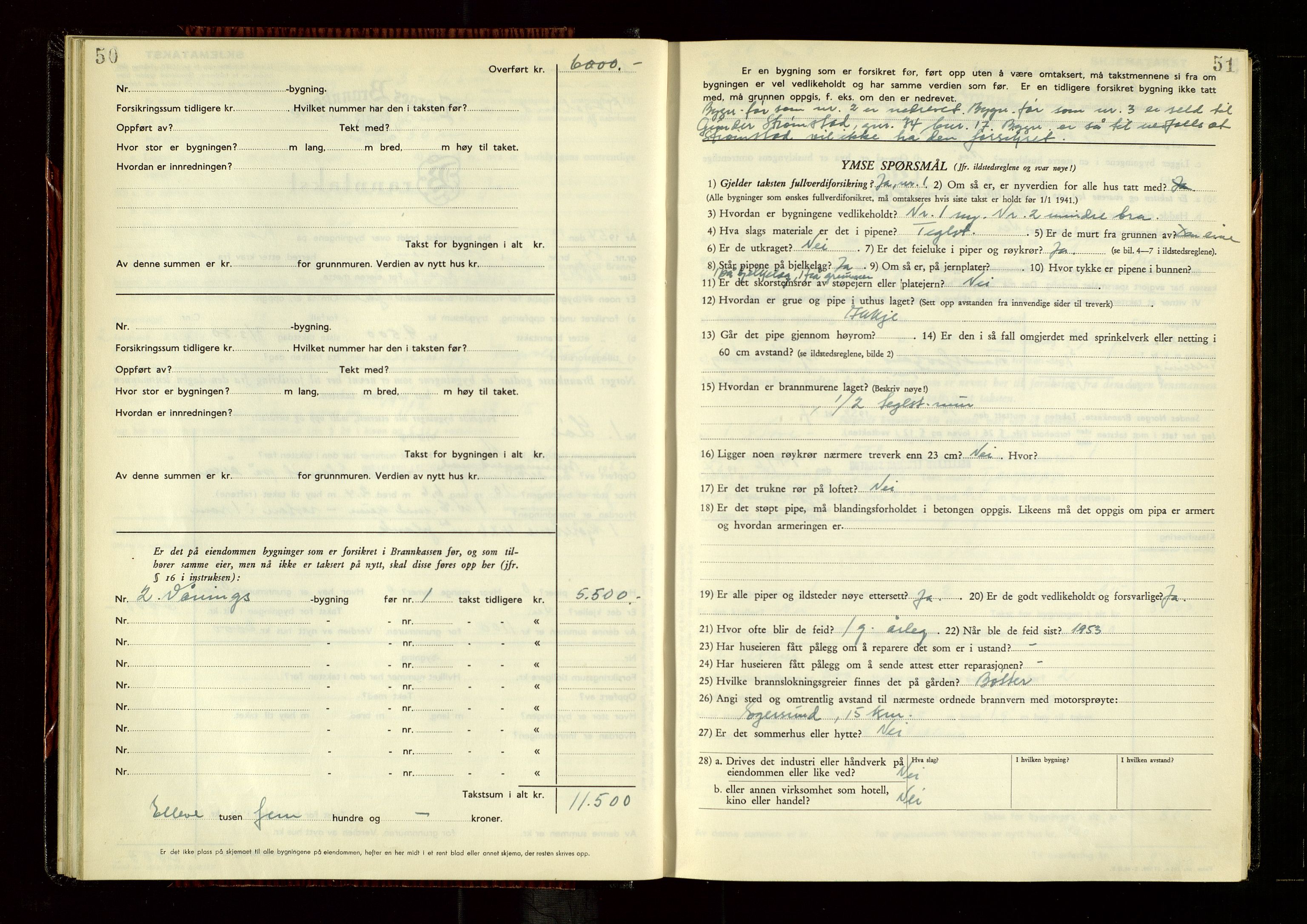 Helleland lensmannskontor, AV/SAST-A-100209/Gob/L0005: "Brandtakstprotokoll", 1950-1955, p. 50-51