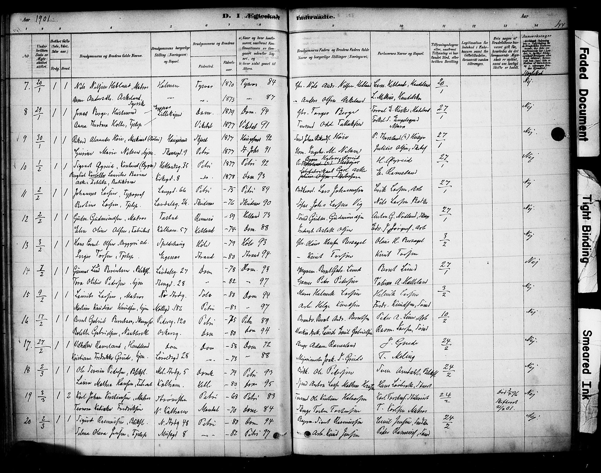 Domkirken sokneprestkontor, SAST/A-101812/001/30/30BA/L0029: Parish register (official) no. A 28, 1878-1904, p. 144