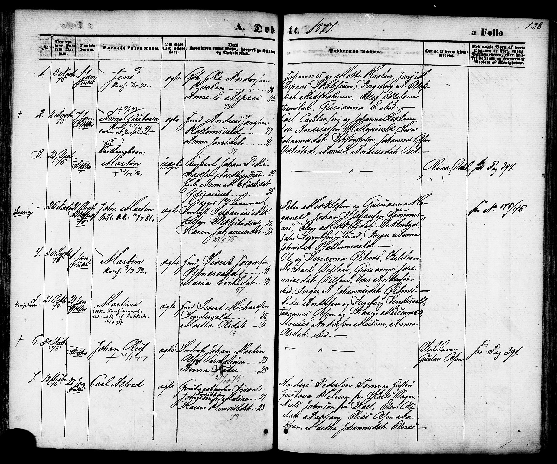 Ministerialprotokoller, klokkerbøker og fødselsregistre - Nord-Trøndelag, SAT/A-1458/723/L0242: Parish register (official) no. 723A11, 1870-1880, p. 128