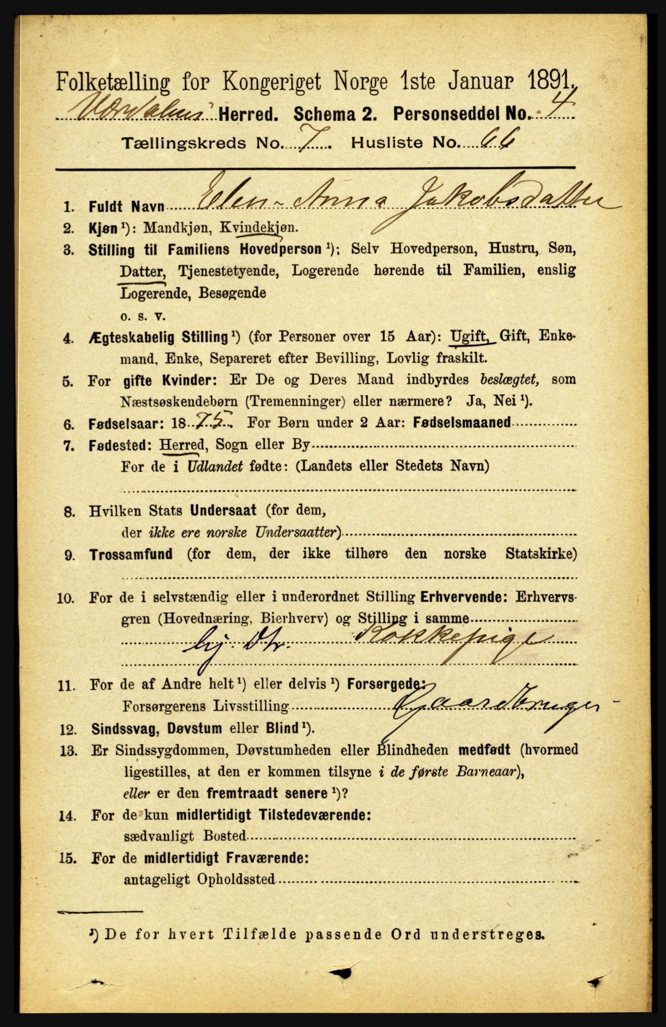 RA, 1891 census for 1721 Verdal, 1891, p. 4327