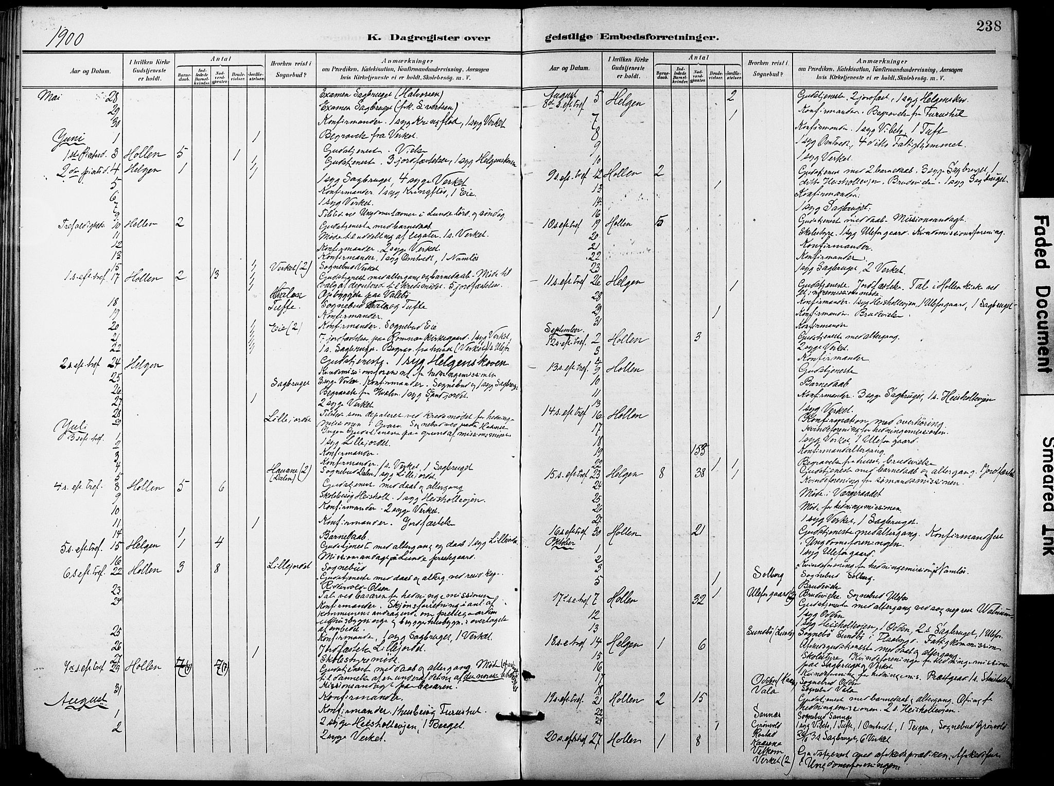 Holla kirkebøker, AV/SAKO-A-272/F/Fa/L0010: Parish register (official) no. 10, 1897-1907, p. 238