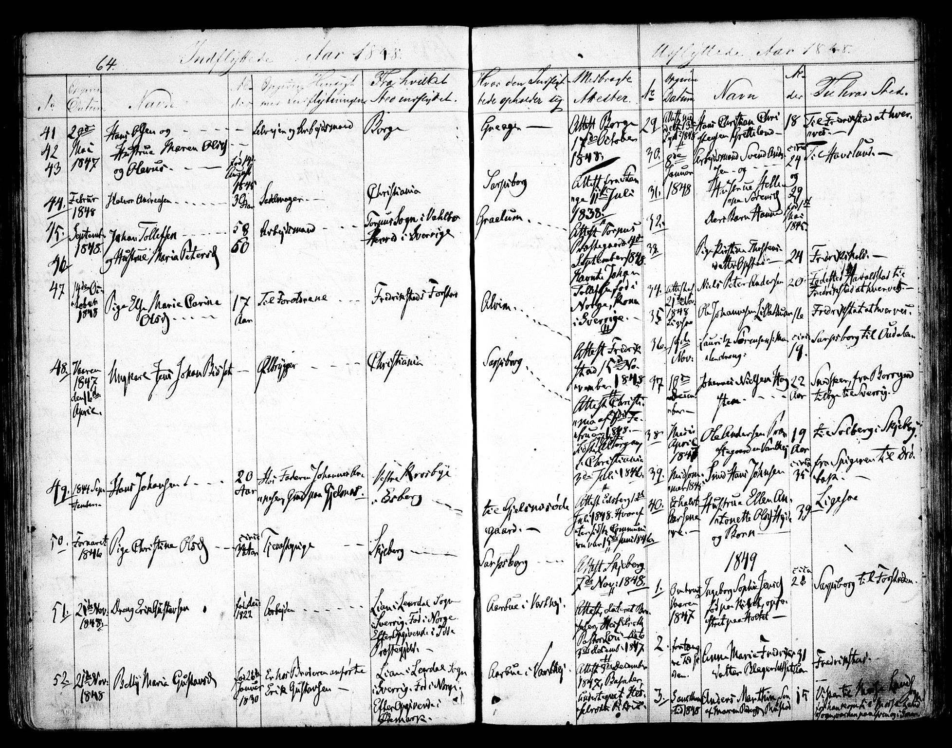 Tune prestekontor Kirkebøker, SAO/A-2007/F/Fa/L0010b: Parish register (official) no. 10B, 1847-1852, p. 64