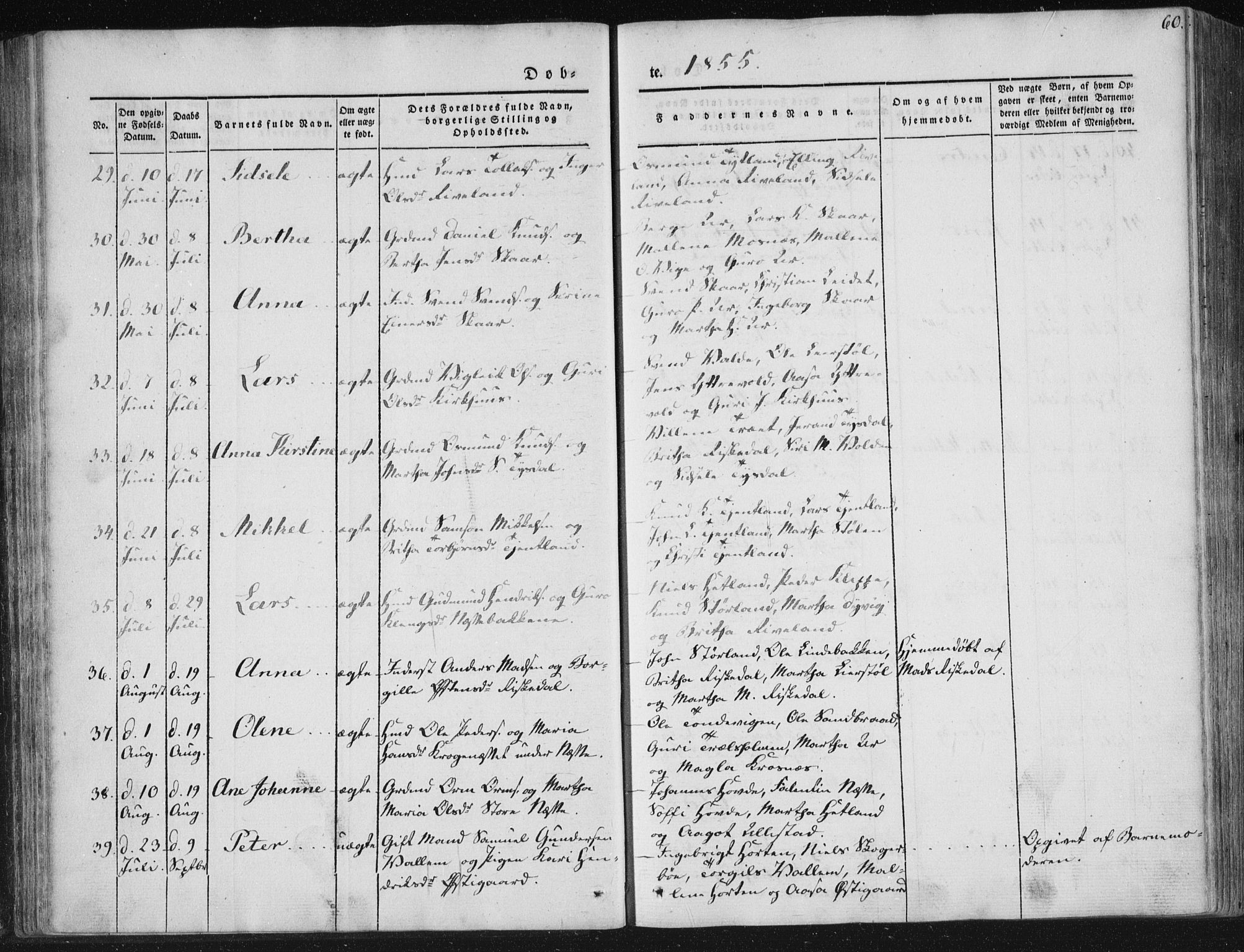 Hjelmeland sokneprestkontor, AV/SAST-A-101843/01/IV/L0008: Parish register (official) no. A 8, 1842-1861, p. 60