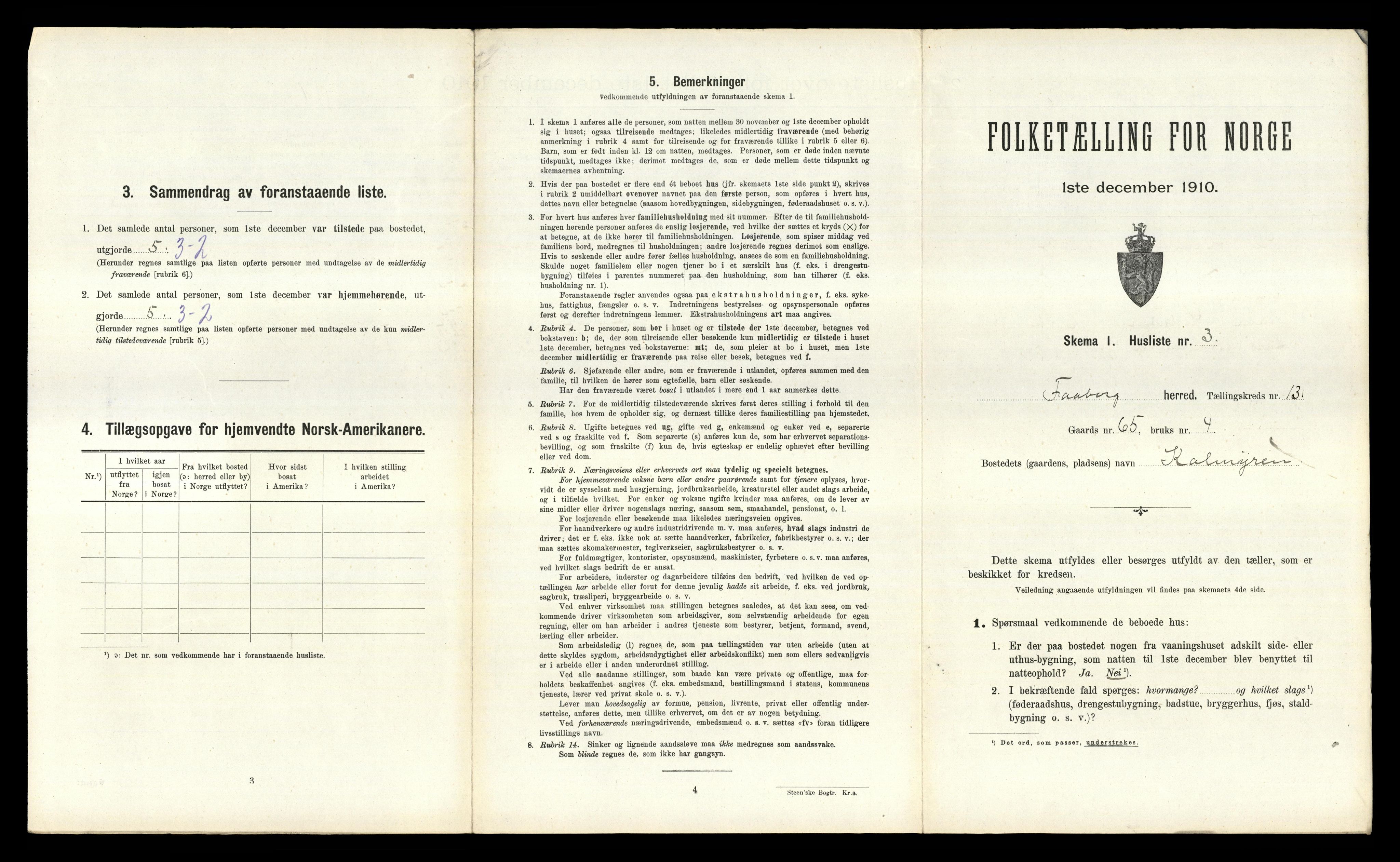 RA, 1910 census for Fåberg, 1910, p. 1518