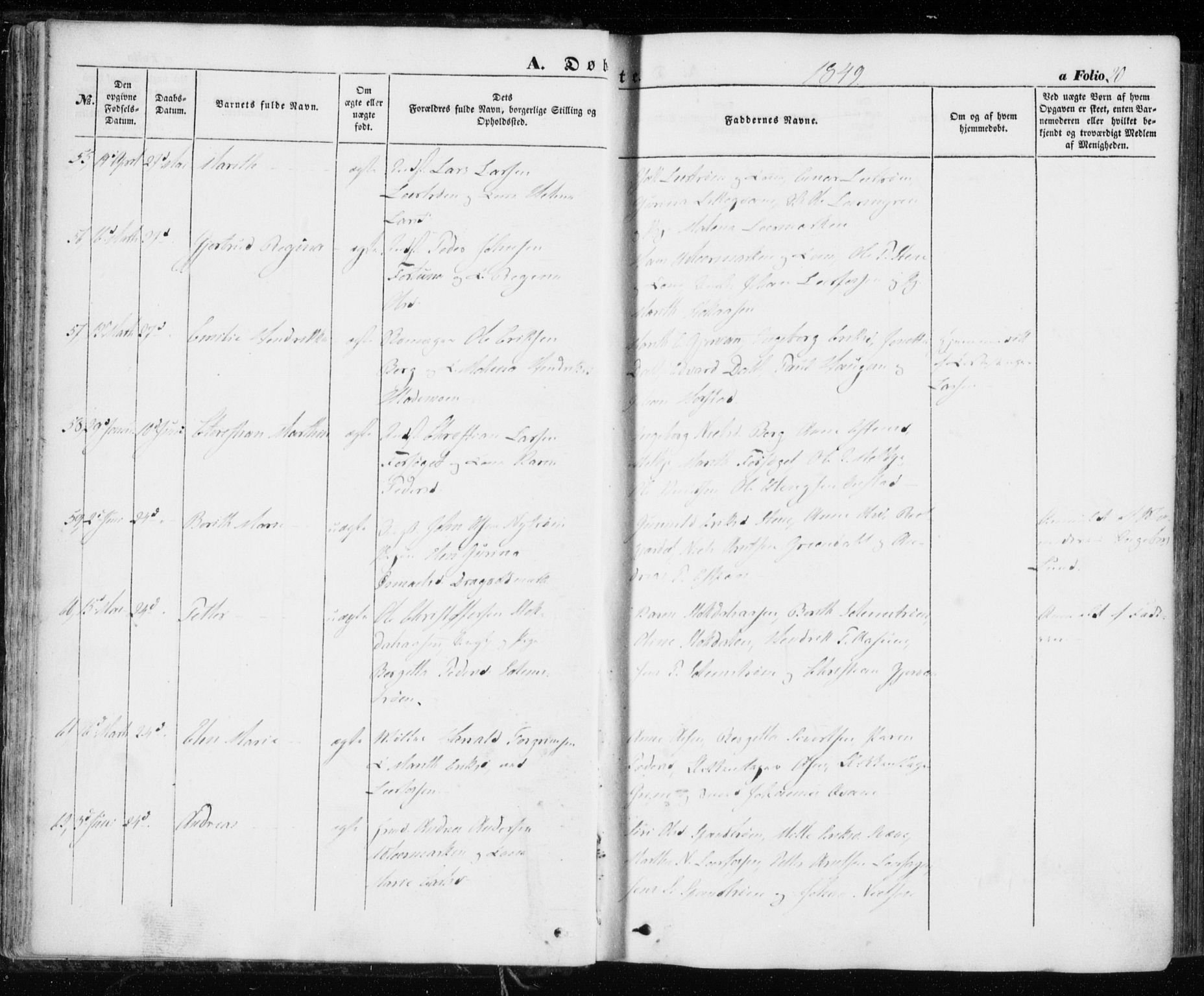 Ministerialprotokoller, klokkerbøker og fødselsregistre - Sør-Trøndelag, AV/SAT-A-1456/606/L0291: Parish register (official) no. 606A06, 1848-1856, p. 20