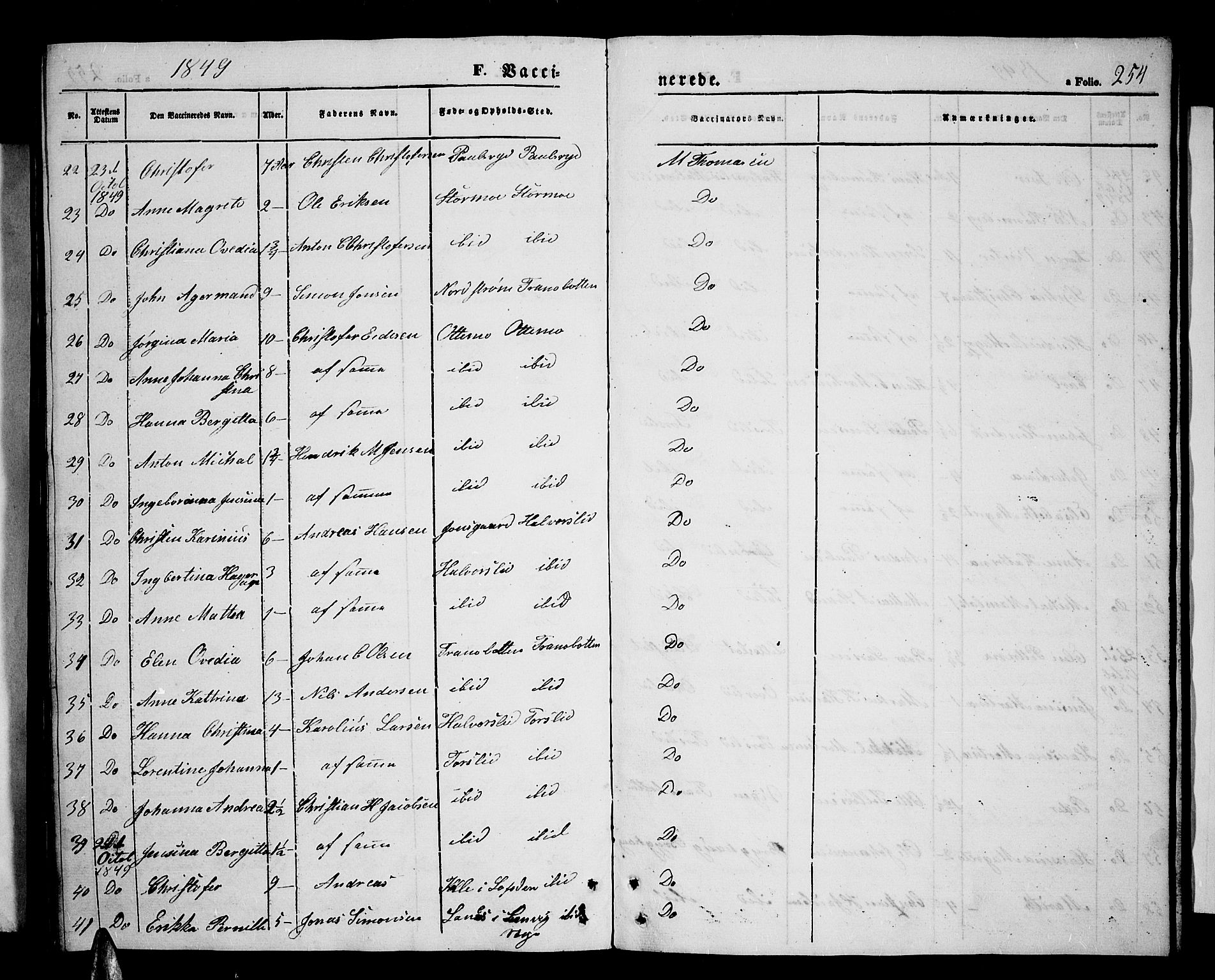 Tranøy sokneprestkontor, SATØ/S-1313/I/Ia/Iab/L0002klokker: Parish register (copy) no. 2, 1847-1860, p. 254