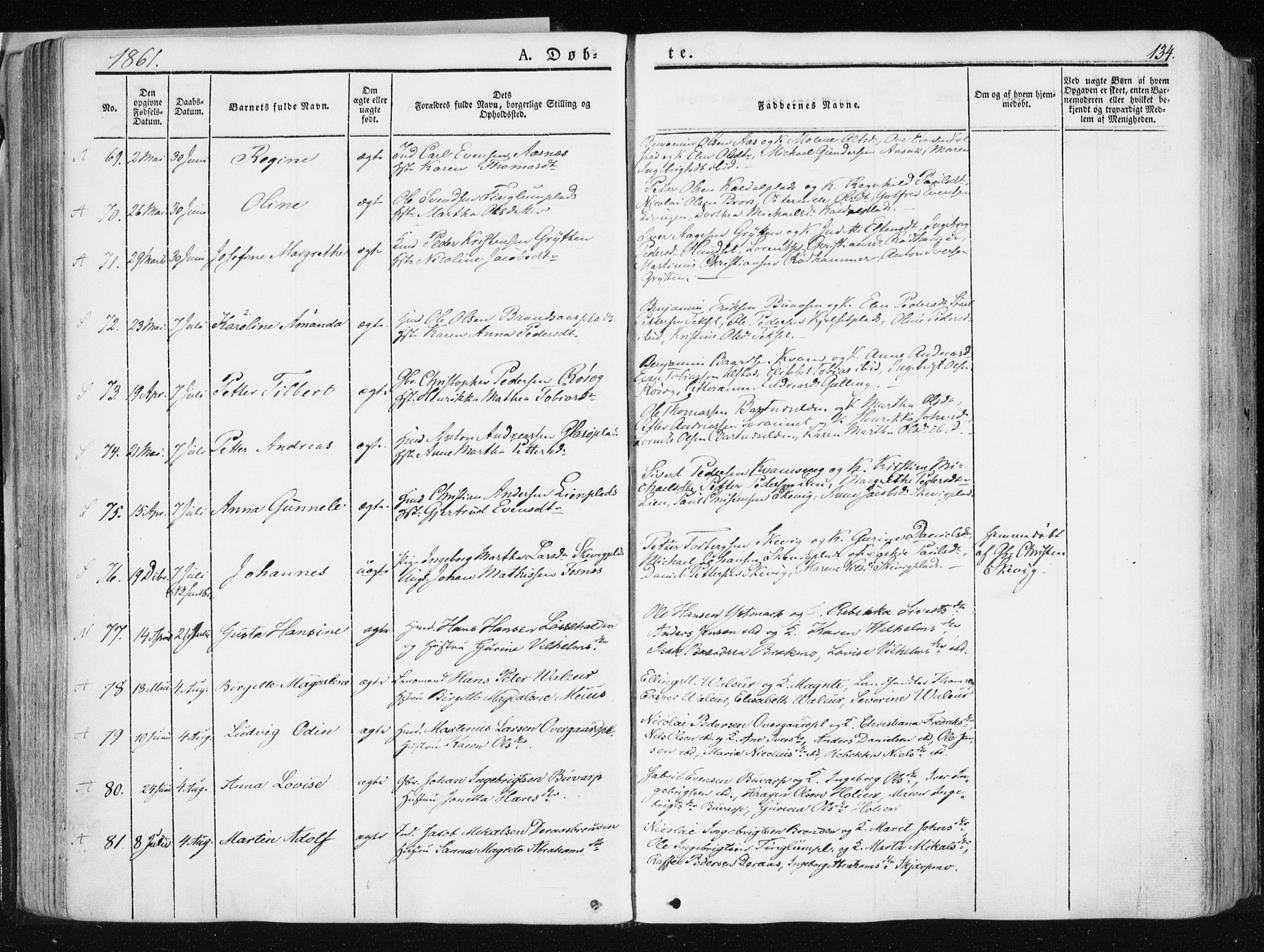 Ministerialprotokoller, klokkerbøker og fødselsregistre - Nord-Trøndelag, AV/SAT-A-1458/741/L0393: Parish register (official) no. 741A07, 1849-1863, p. 134