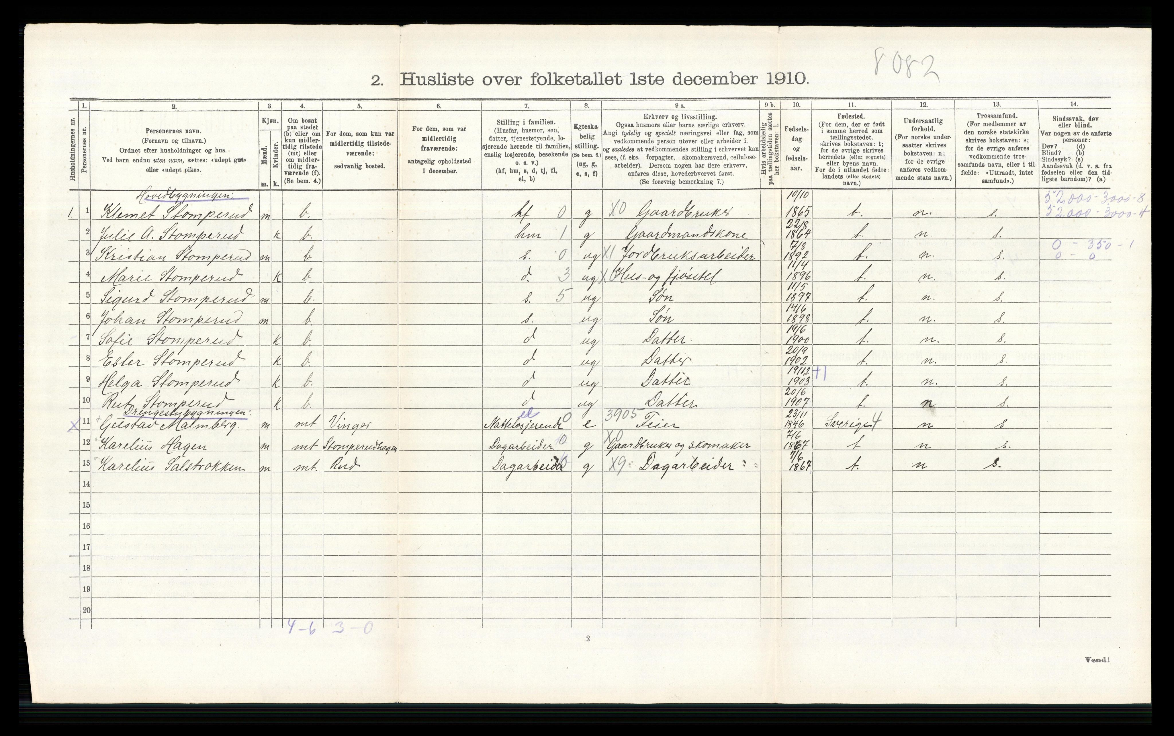 RA, 1910 census for Høland, 1910, p. 1456