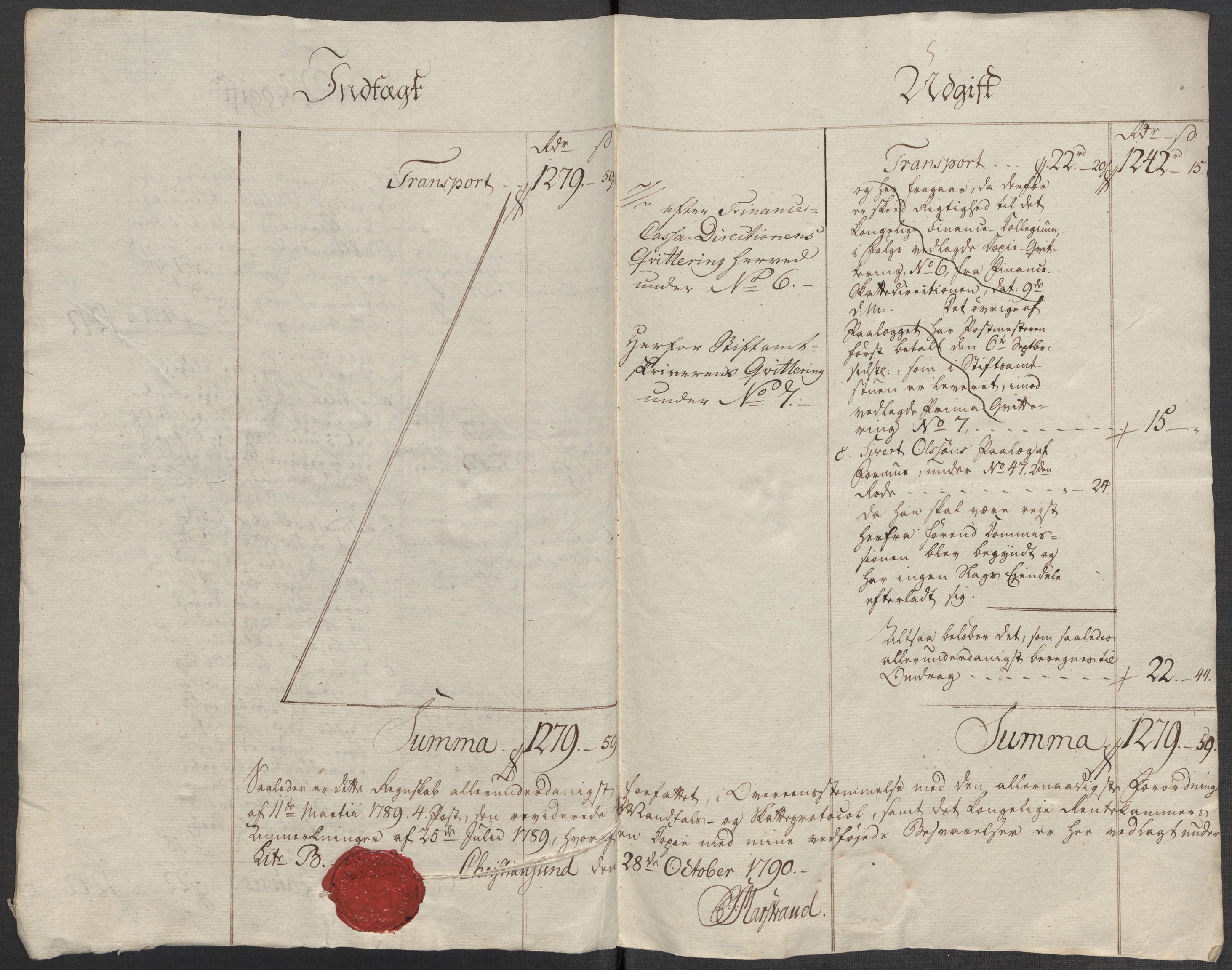 Rentekammeret inntil 1814, Reviderte regnskaper, Mindre regnskaper, AV/RA-EA-4068/Rf/Rfe/L0008: Kristiansand. Kristiansund. Fredrikshald (Halden), 1789, p. 126