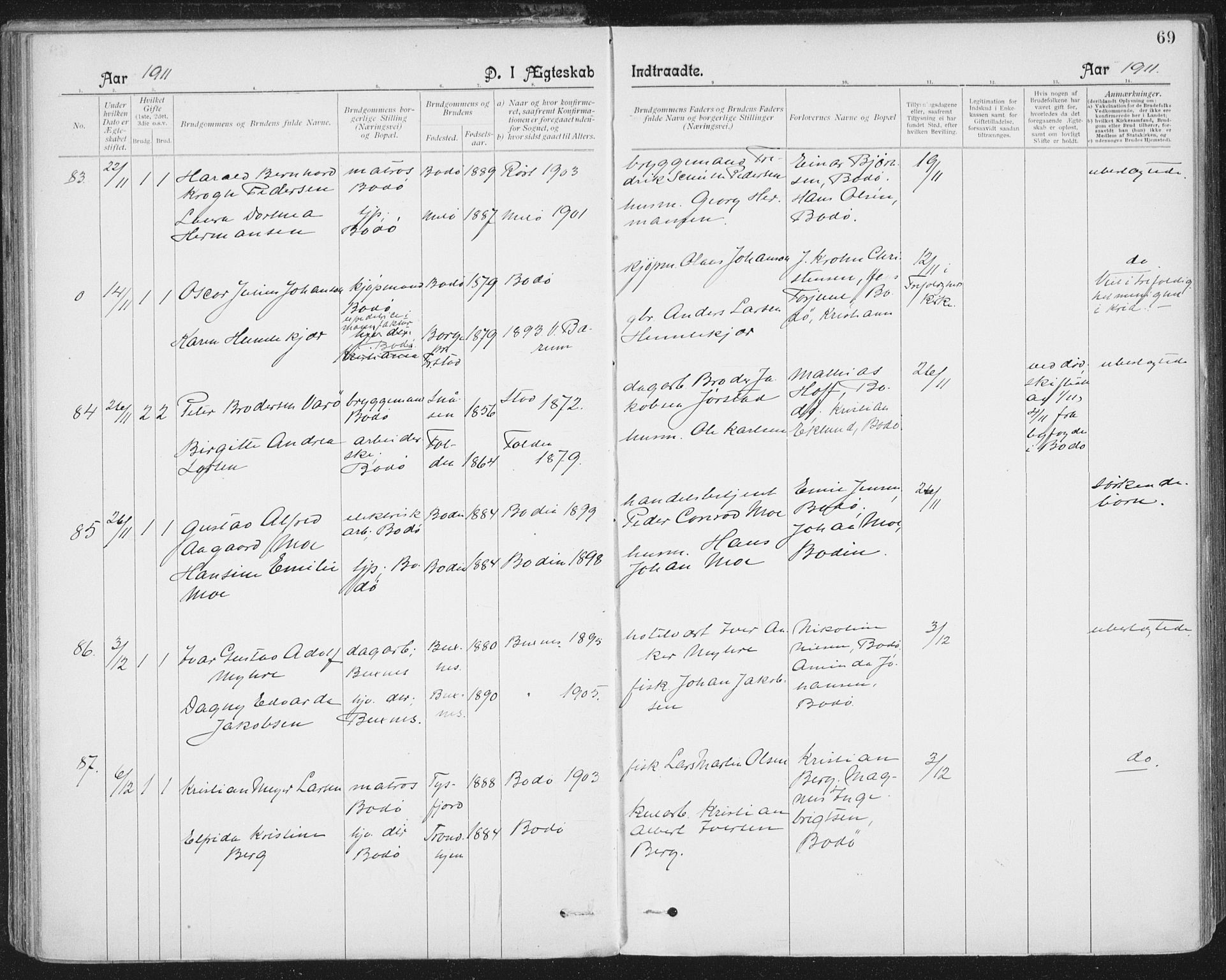 Ministerialprotokoller, klokkerbøker og fødselsregistre - Nordland, SAT/A-1459/801/L0012: Parish register (official) no. 801A12, 1900-1916, p. 69