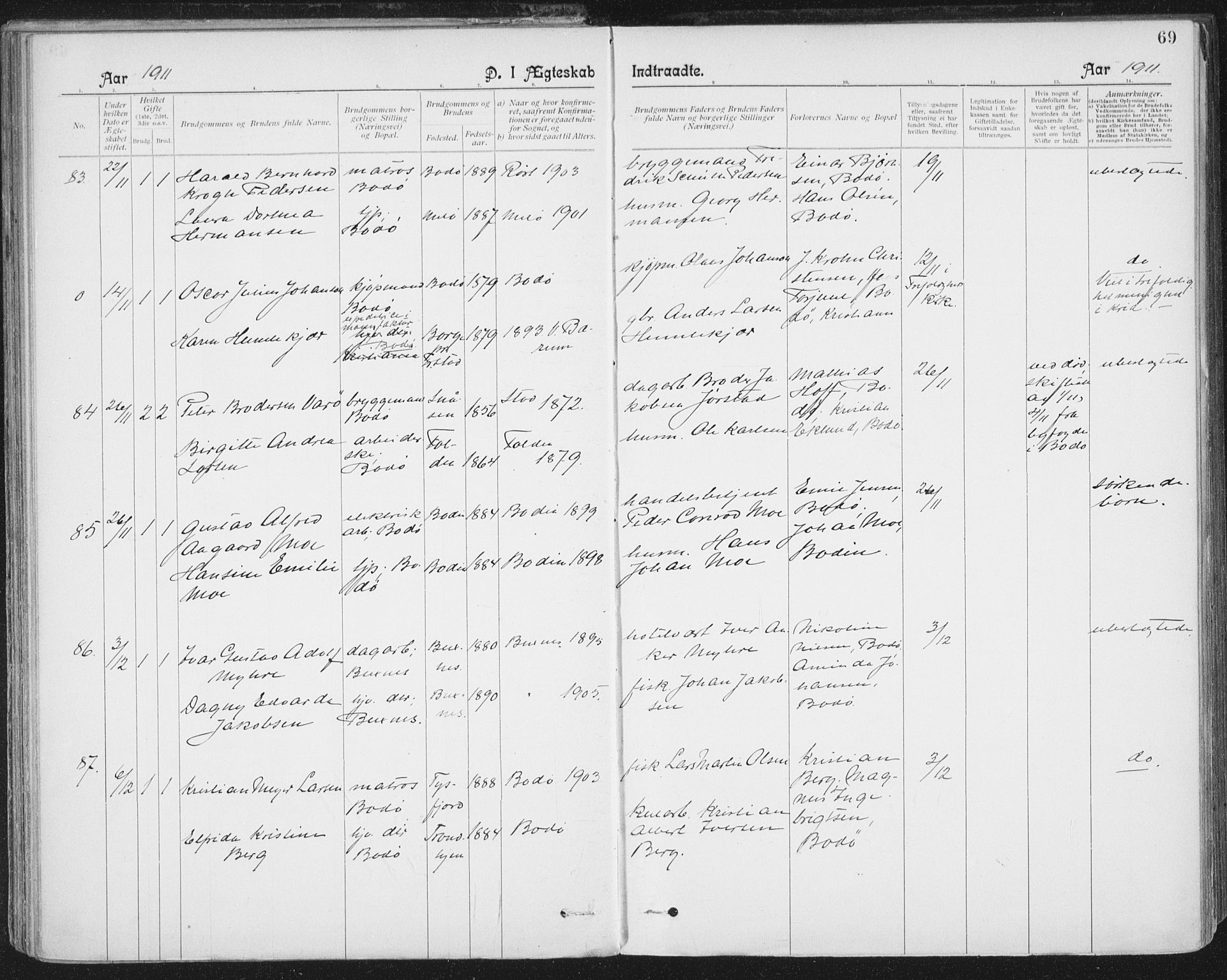 Ministerialprotokoller, klokkerbøker og fødselsregistre - Nordland, AV/SAT-A-1459/801/L0012: Parish register (official) no. 801A12, 1900-1916, p. 69