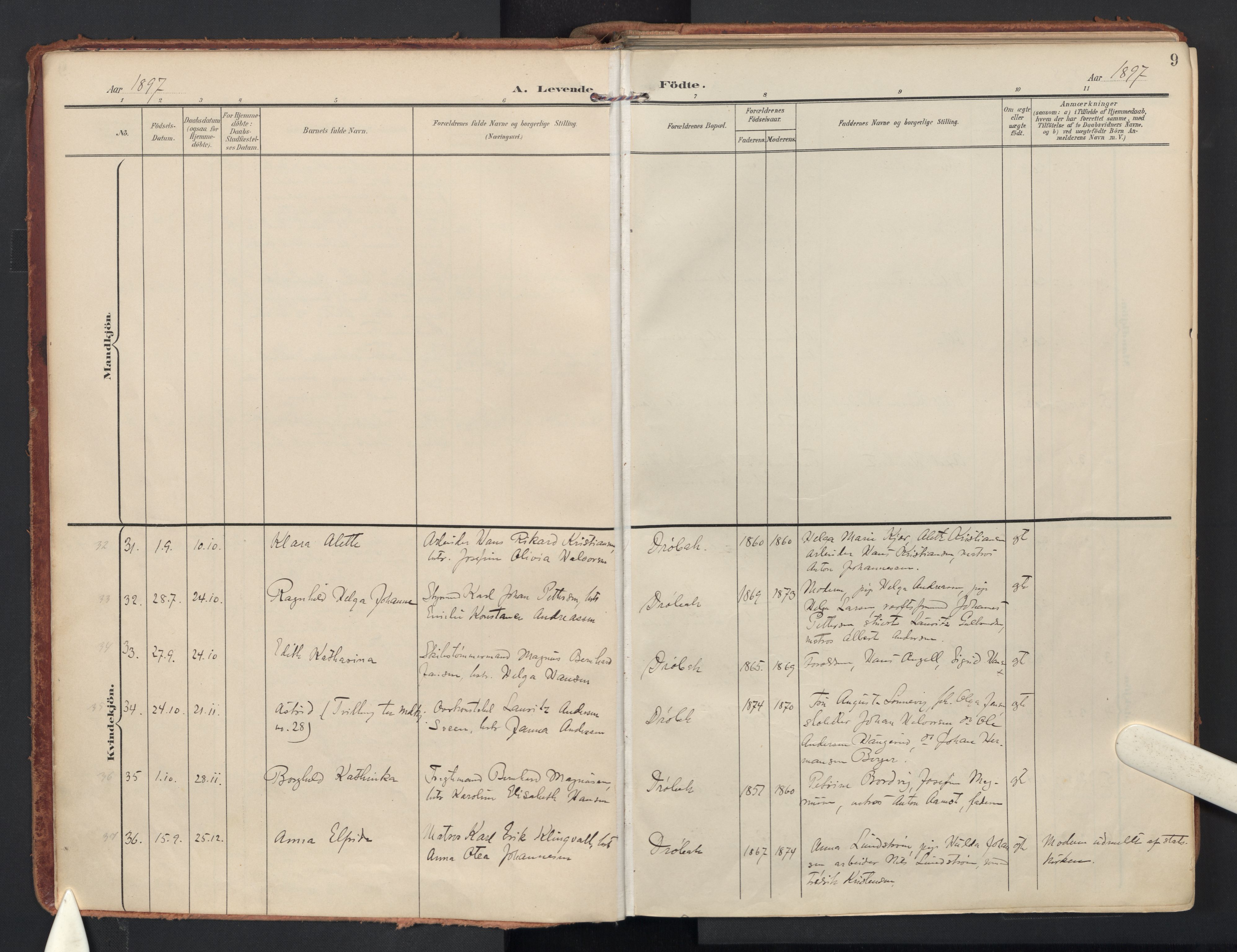 Drøbak prestekontor Kirkebøker, AV/SAO-A-10142a/F/Fb/L0003: Parish register (official) no. II 3, 1897-1918, p. 9