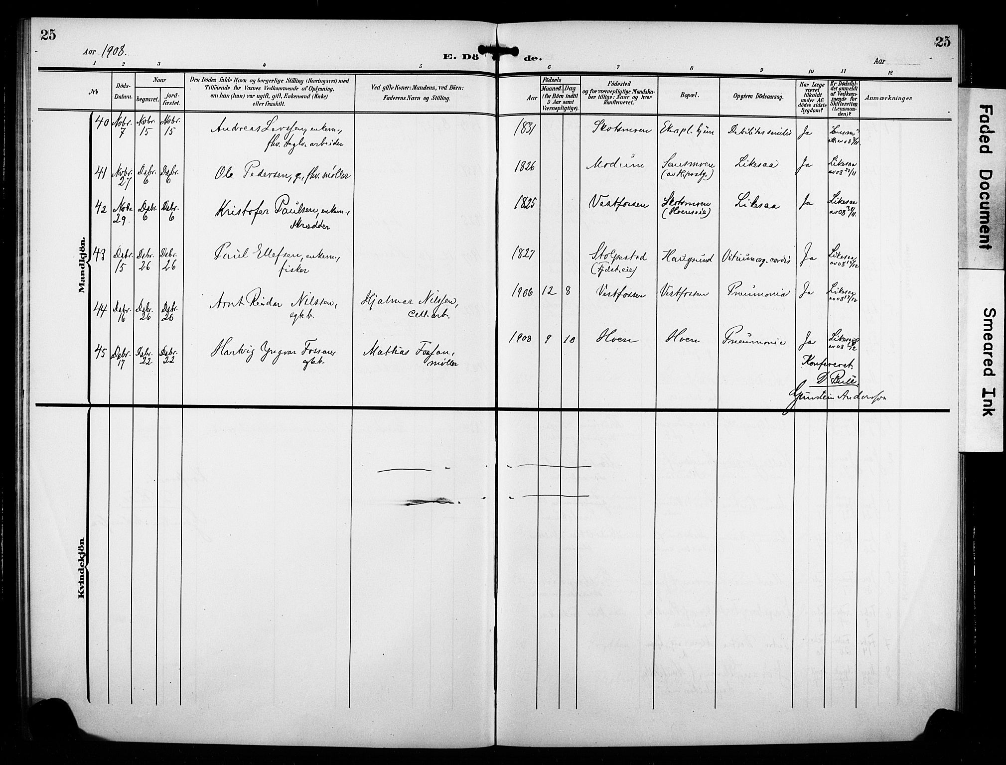 Eiker kirkebøker, AV/SAKO-A-4/F/Fb/L0004: Parish register (official) no. II 4, 1905-1914, p. 25