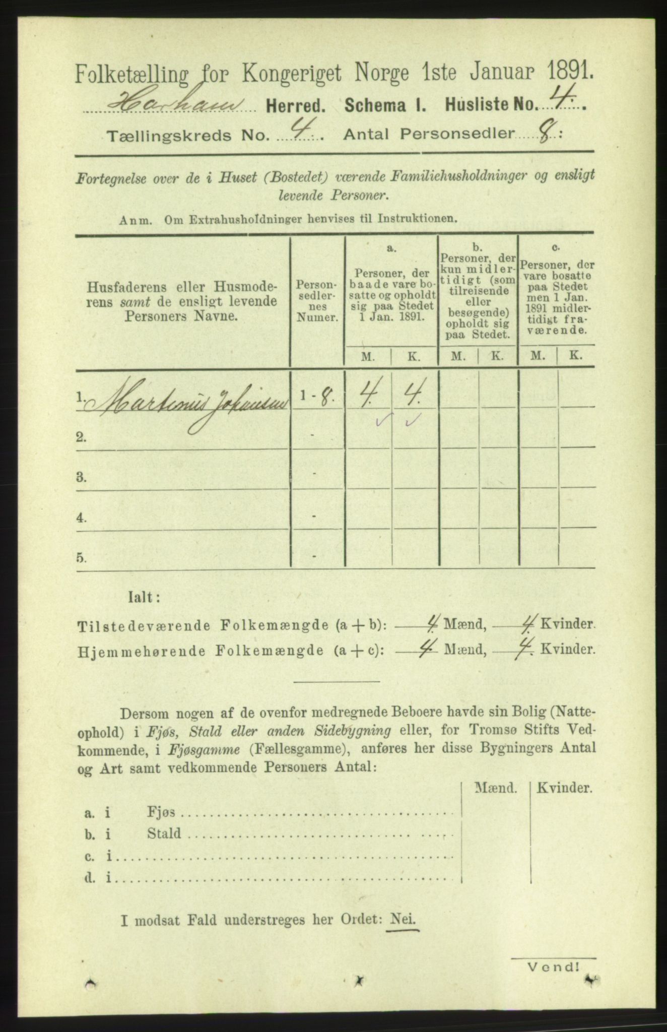 RA, 1891 census for 1534 Haram, 1891, p. 1761