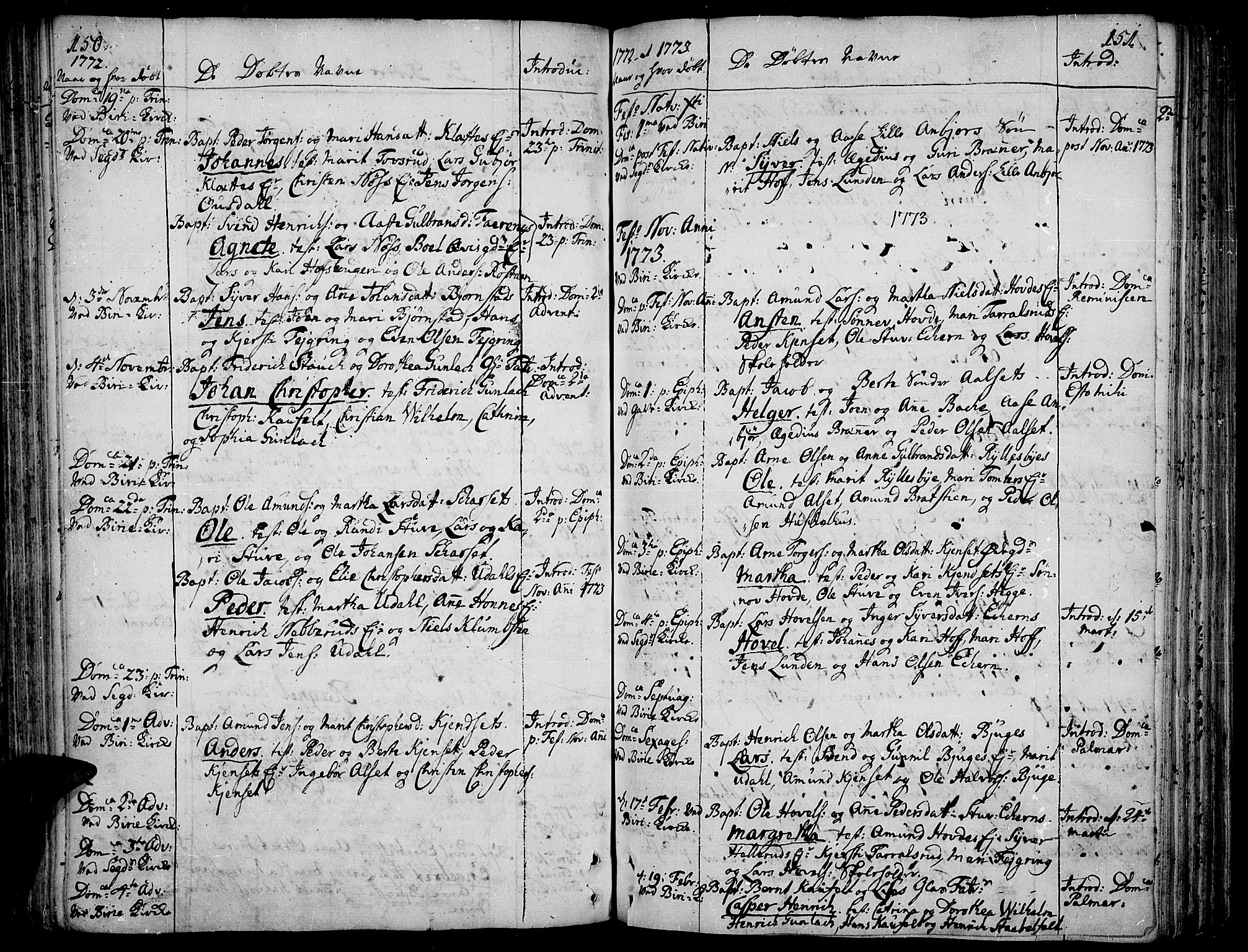 Biri prestekontor, SAH/PREST-096/H/Ha/Haa/L0002: Parish register (official) no. 2, 1754-1789, p. 150-151