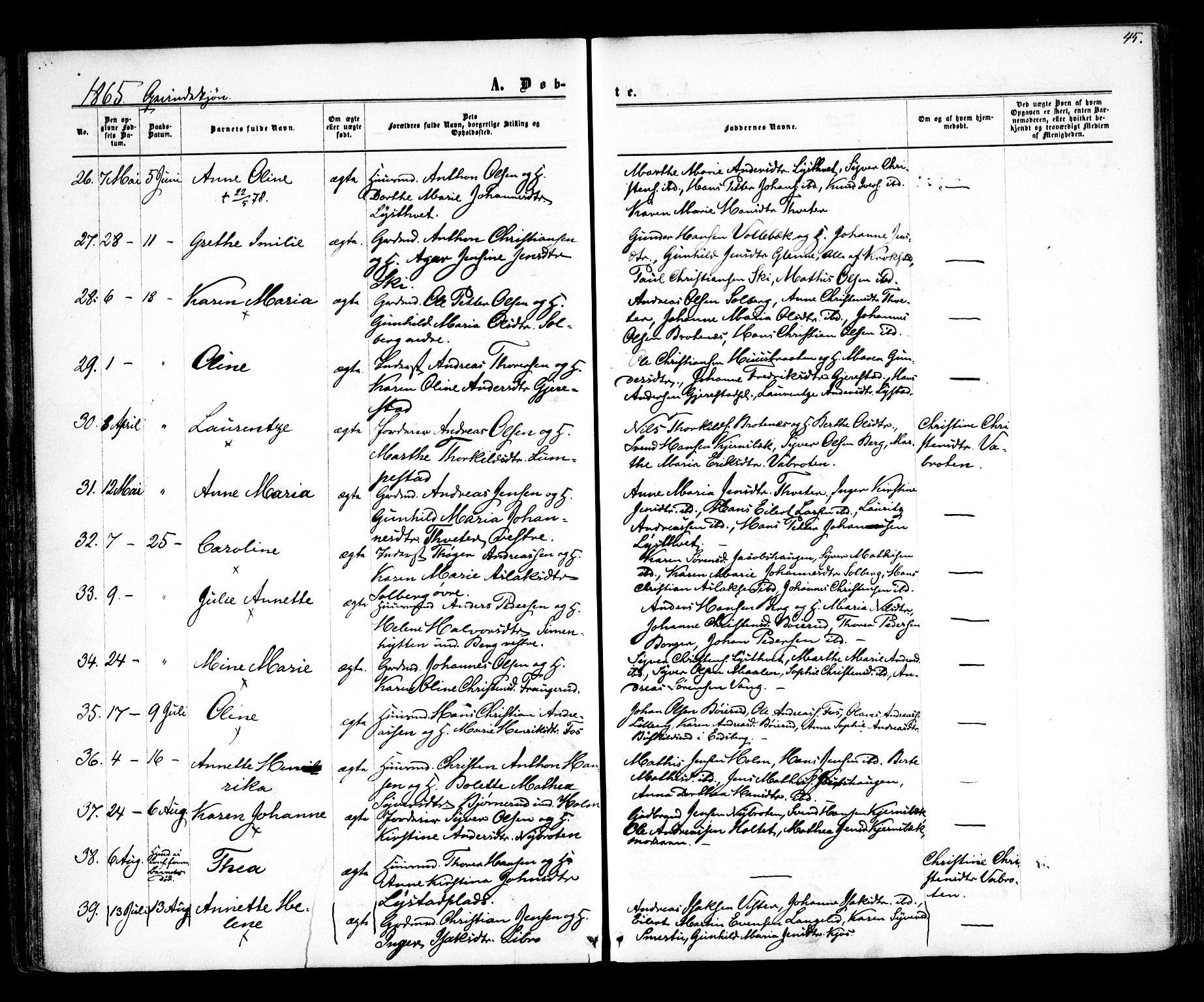 Skiptvet prestekontor Kirkebøker, SAO/A-20009/F/Fa/L0007: Parish register (official) no. 7, 1861-1866, p. 45