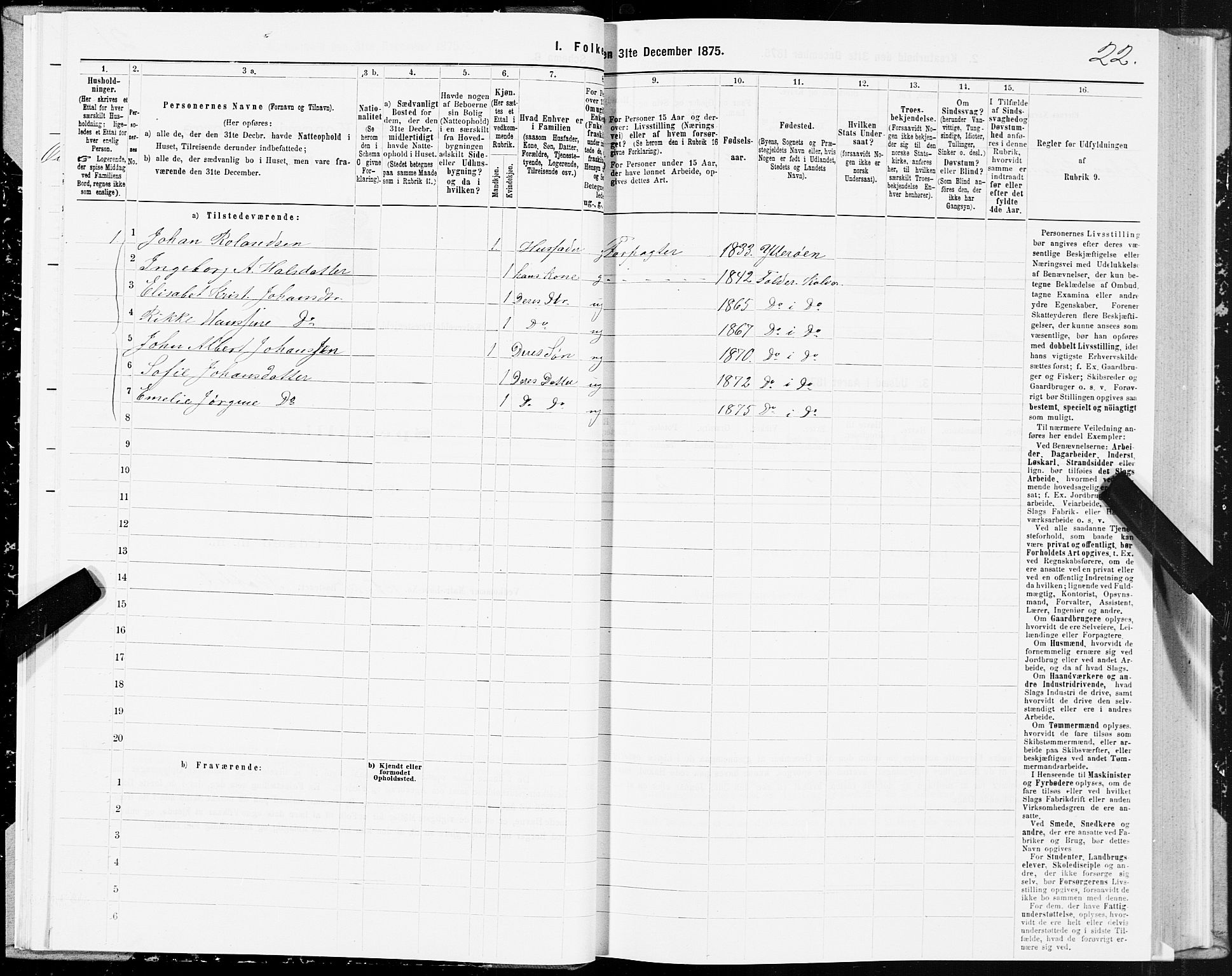 SAT, 1875 census for 1752P Kolvereid, 1875, p. 3022