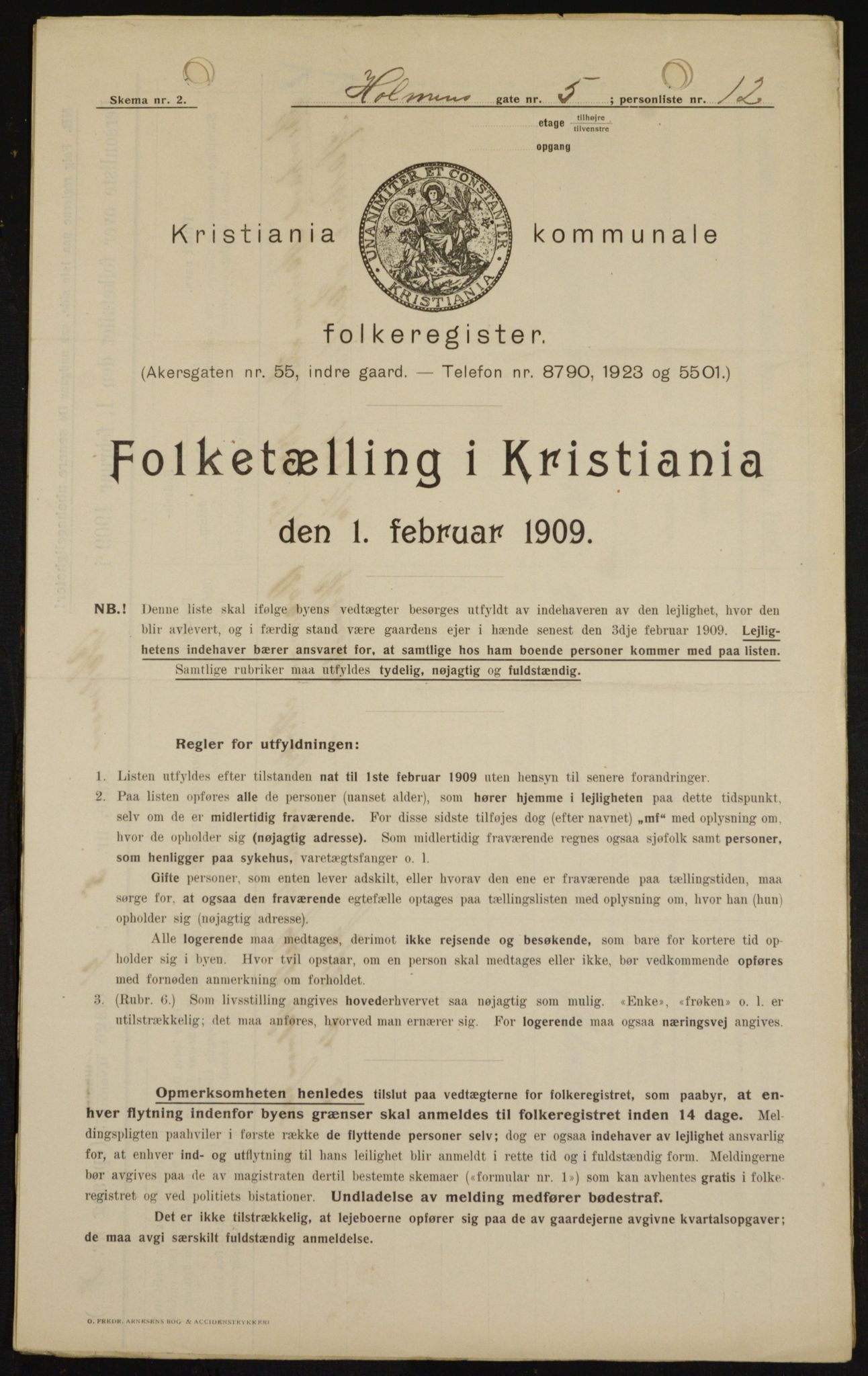 OBA, Municipal Census 1909 for Kristiania, 1909, p. 37040