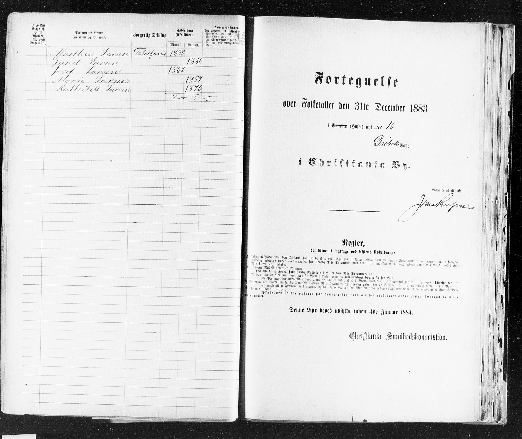 OBA, Municipal Census 1883 for Kristiania, 1883, p. 798