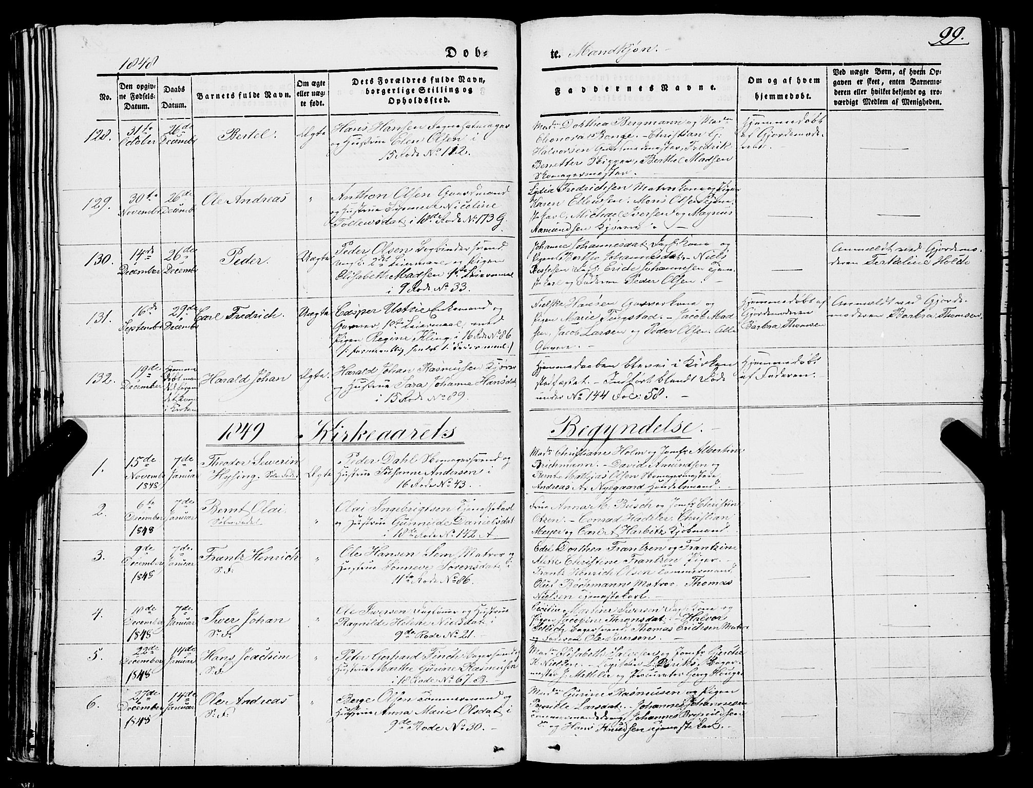 Domkirken sokneprestembete, SAB/A-74801/H/Haa/L0019: Parish register (official) no. B 2, 1841-1851, p. 99